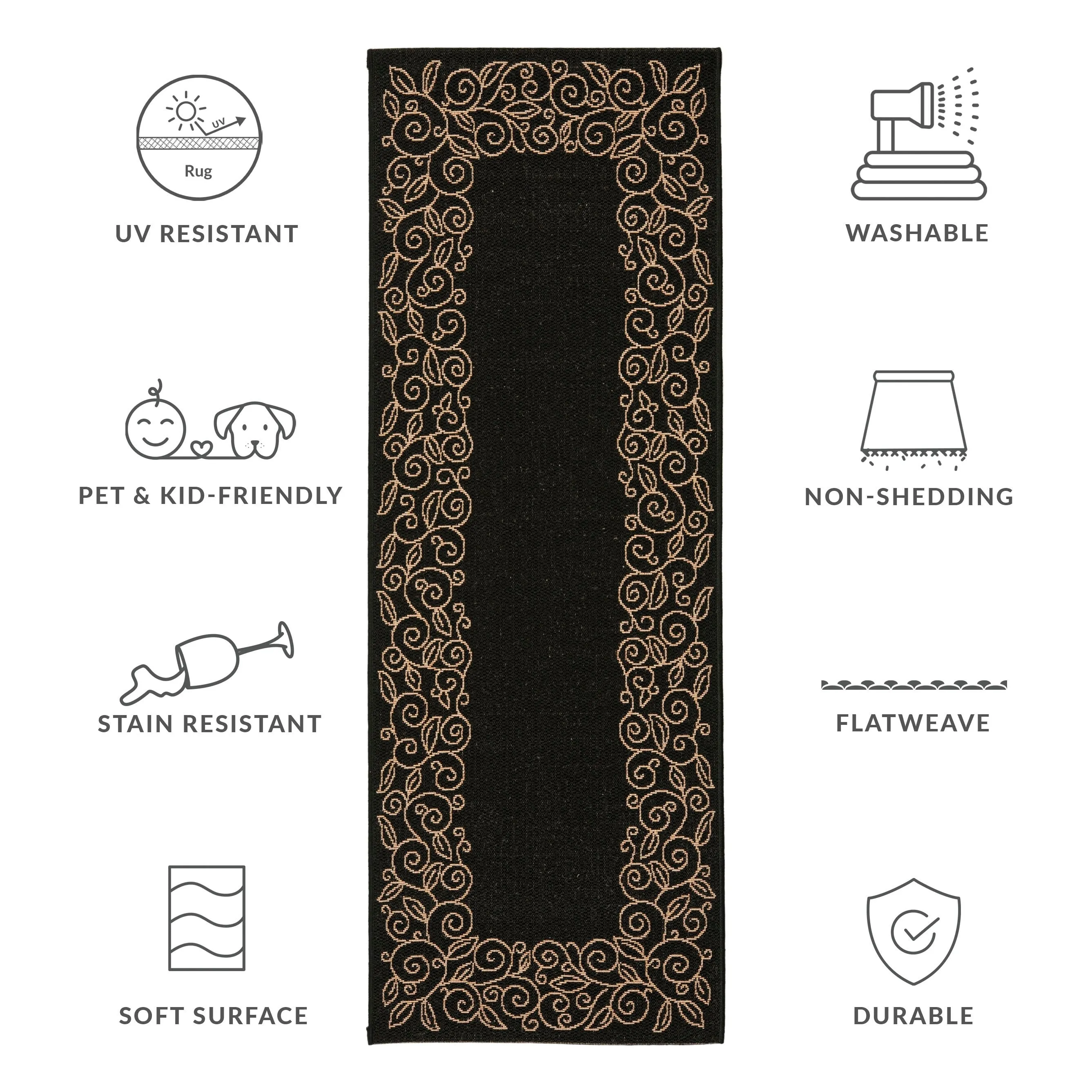 SAFAVIEH Courtyard Elfur Scroll Indoor /Outdoor Waterproof Patio Backyard Rug