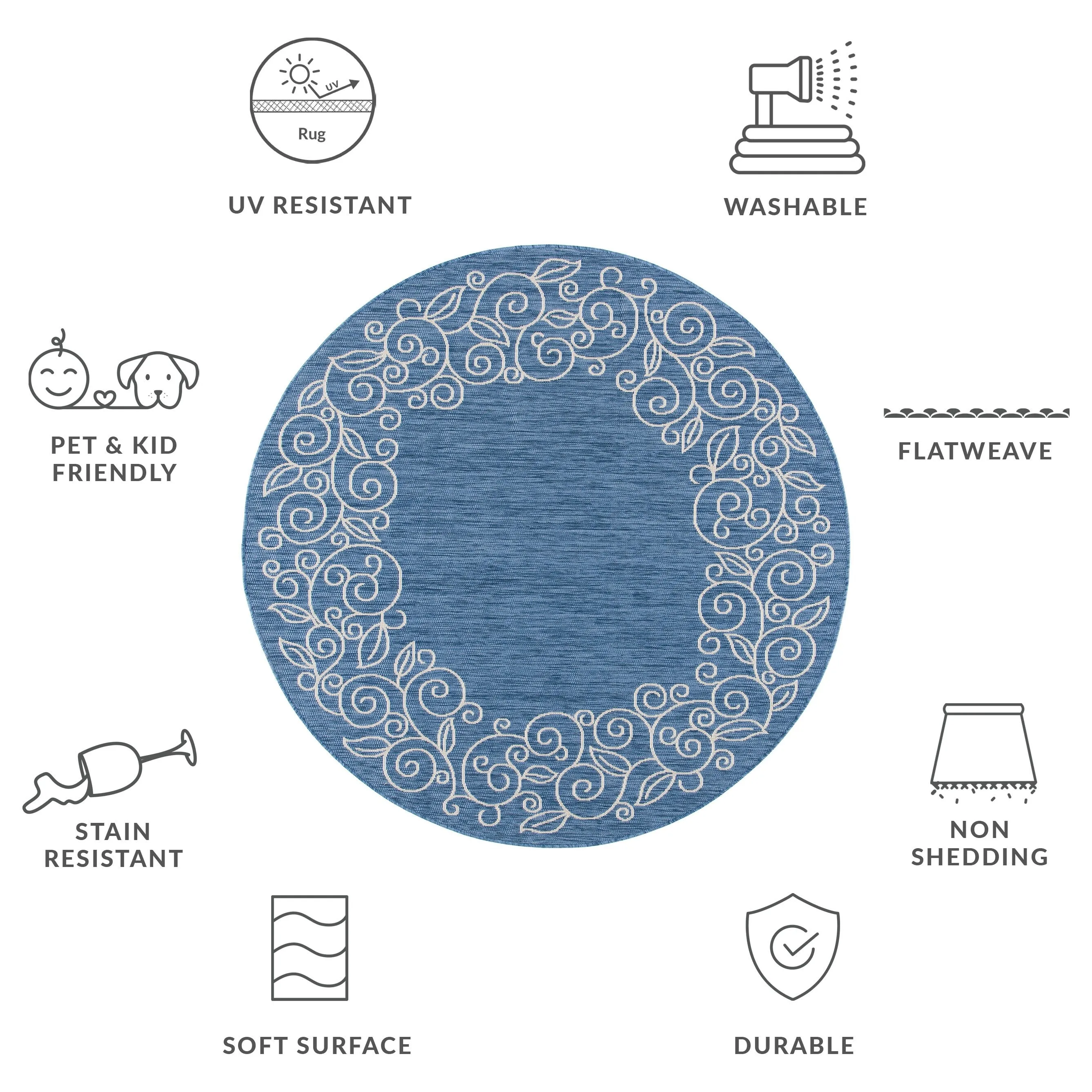 SAFAVIEH Courtyard Elfur Scroll Indoor /Outdoor Waterproof Patio Backyard Rug