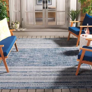 SAFAVIEH Courtyard Evon Indoor/ Outdoor Waterproof Patio Backyard Rug - Navy/Grey - 5'3 x 7'7