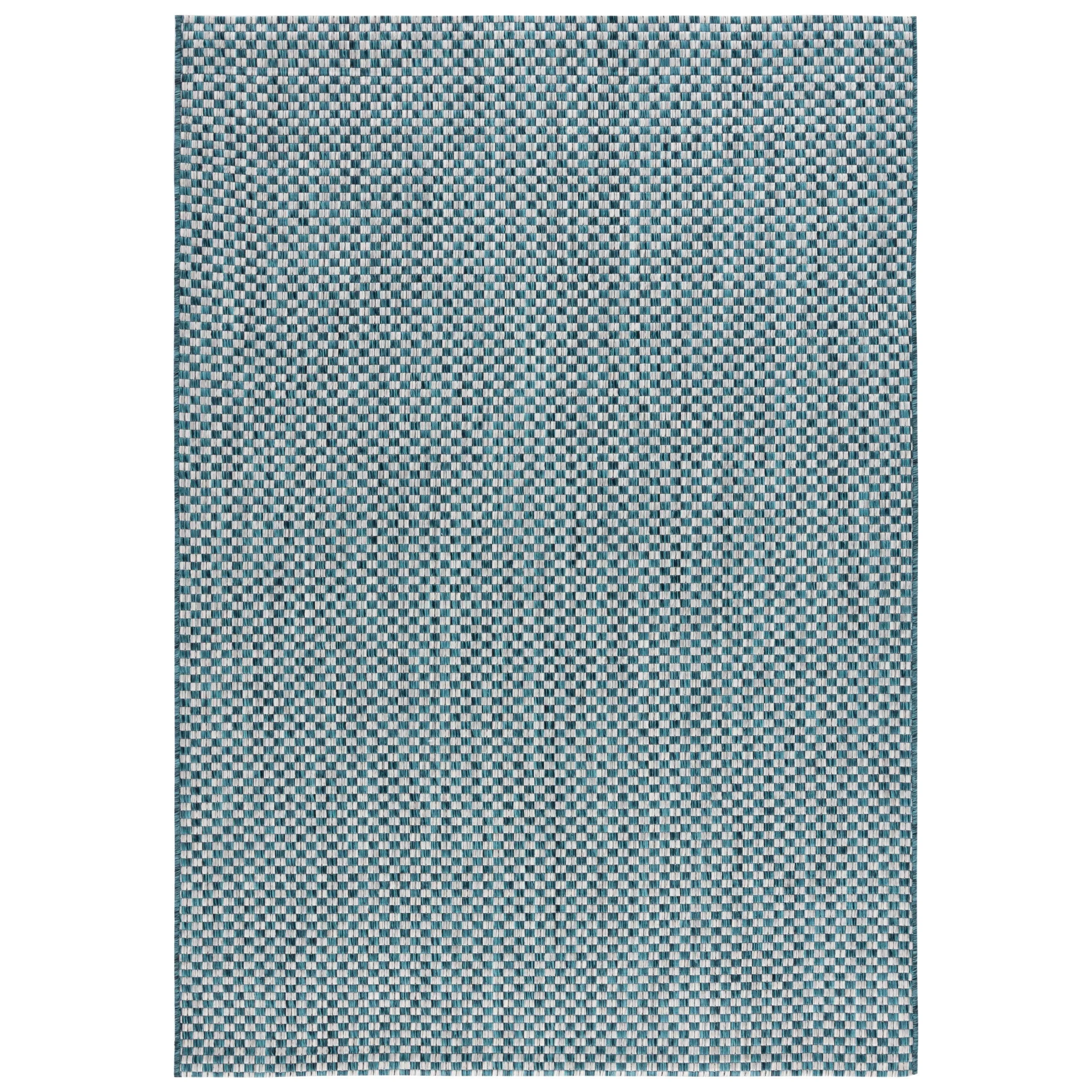 SAFAVIEH Courtyard Judi Indoor/ Outdoor Patio Backyard Rug - Turquoise/Light Grey - 5'3 x 7'7