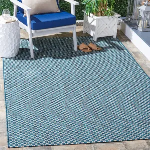 SAFAVIEH Courtyard Judi Indoor/ Outdoor Patio Backyard Rug - Turquoise/Light Grey - 5'3 x 7'7