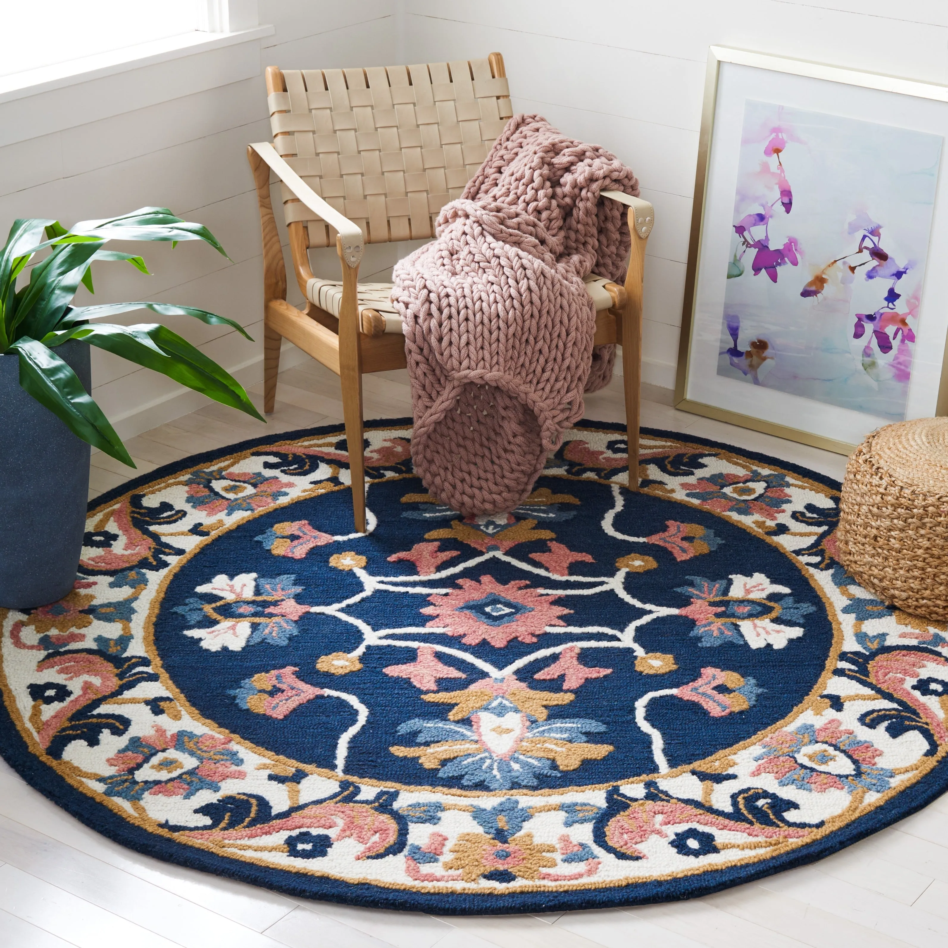 SAFAVIEH Handmade Blossom Ambrine Wool Rug