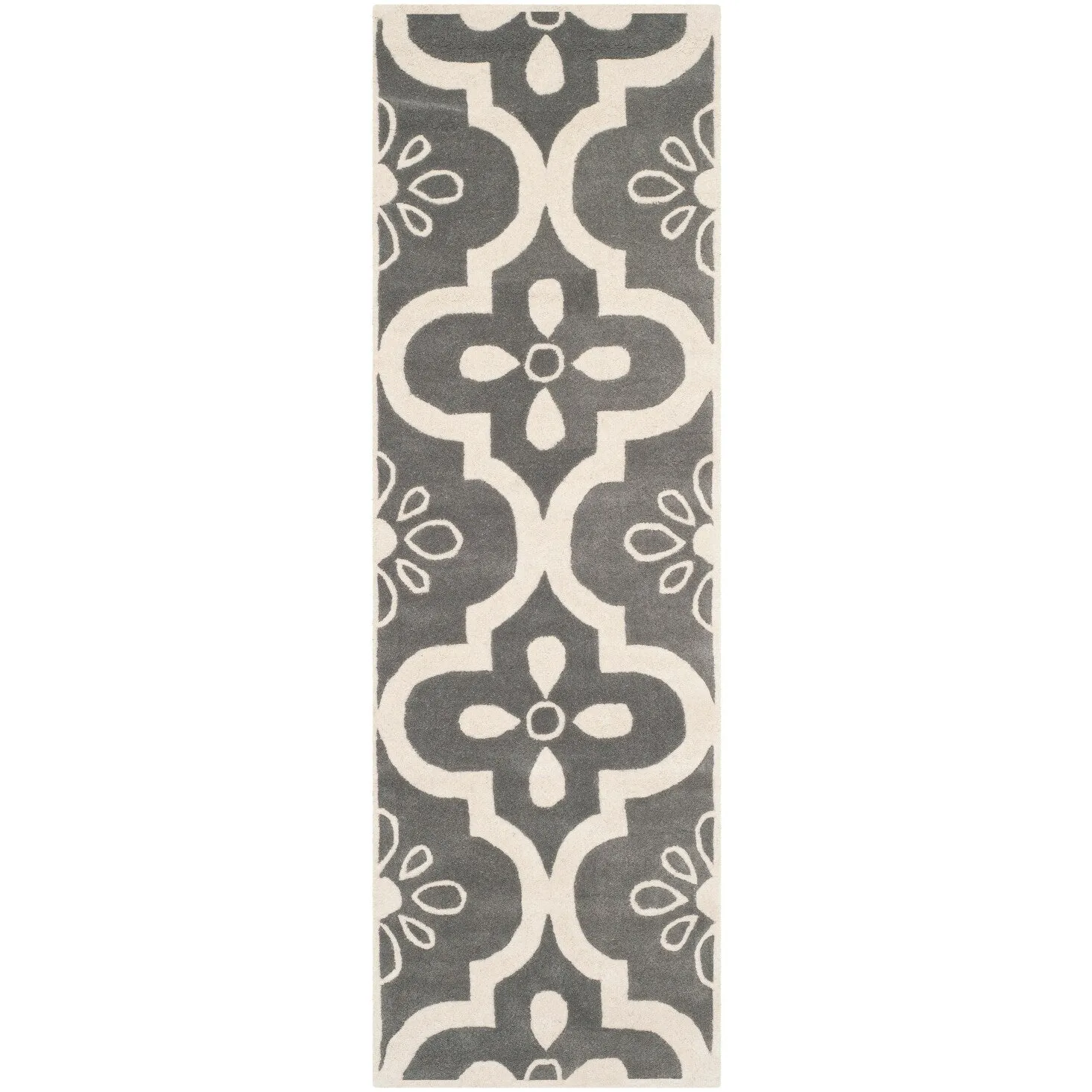 SAFAVIEH Handmade Chatham Pairlee Moroccan Wool Rug - Dark Grey/Ivory - 2' 3 x 7'