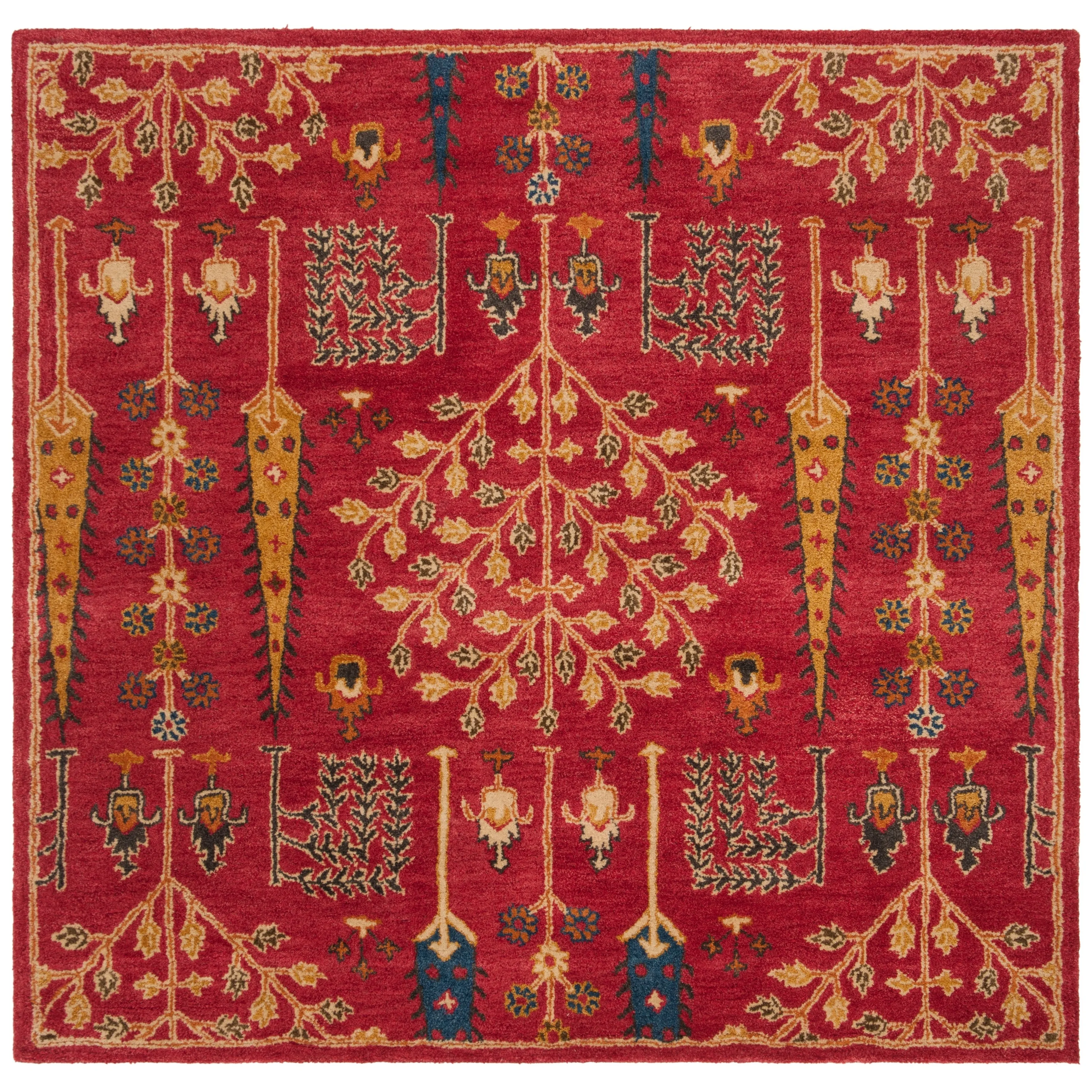 SAFAVIEH Handmade Heritage Picture Block Floral Traditional Oriental Wool Rug