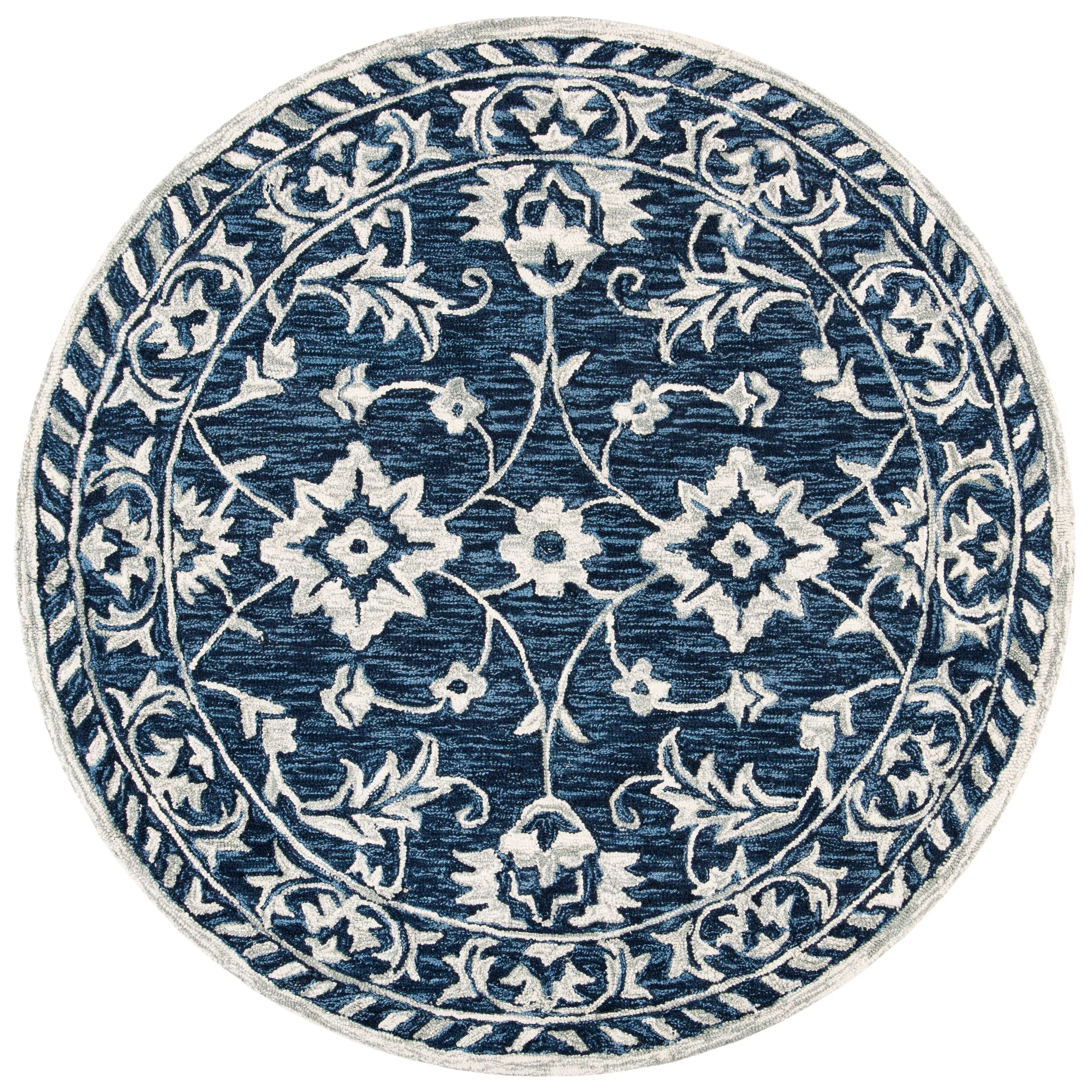 SAFAVIEH Handmade Micro-Loop Fjoralba Transitional Floral Wool Rug