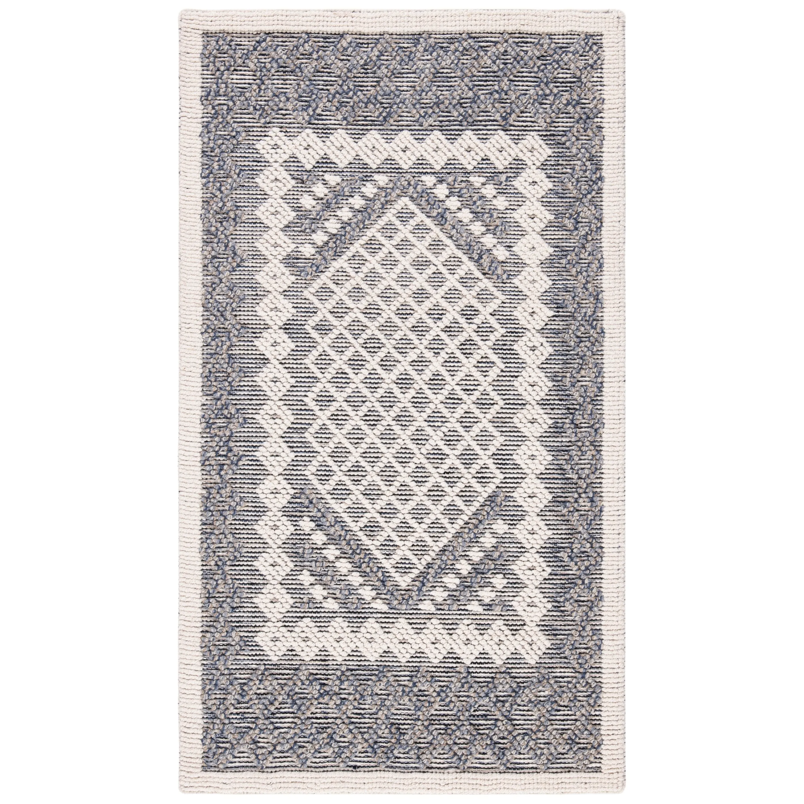 SAFAVIEH Handmade Natura Teresina Transitional Geometric Cream/Navy Wool Rug