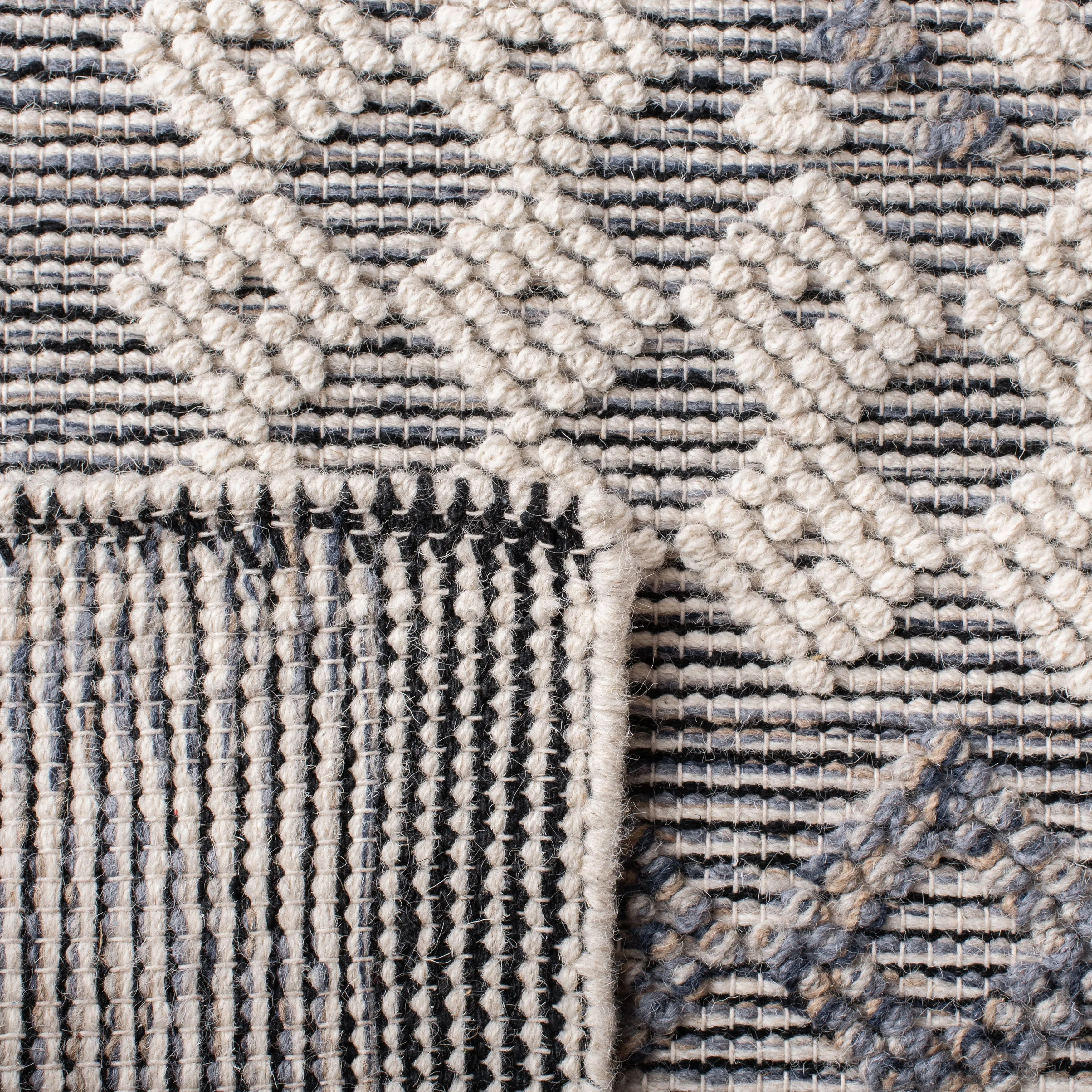 SAFAVIEH Handmade Natura Teresina Transitional Geometric Cream/Navy Wool Rug