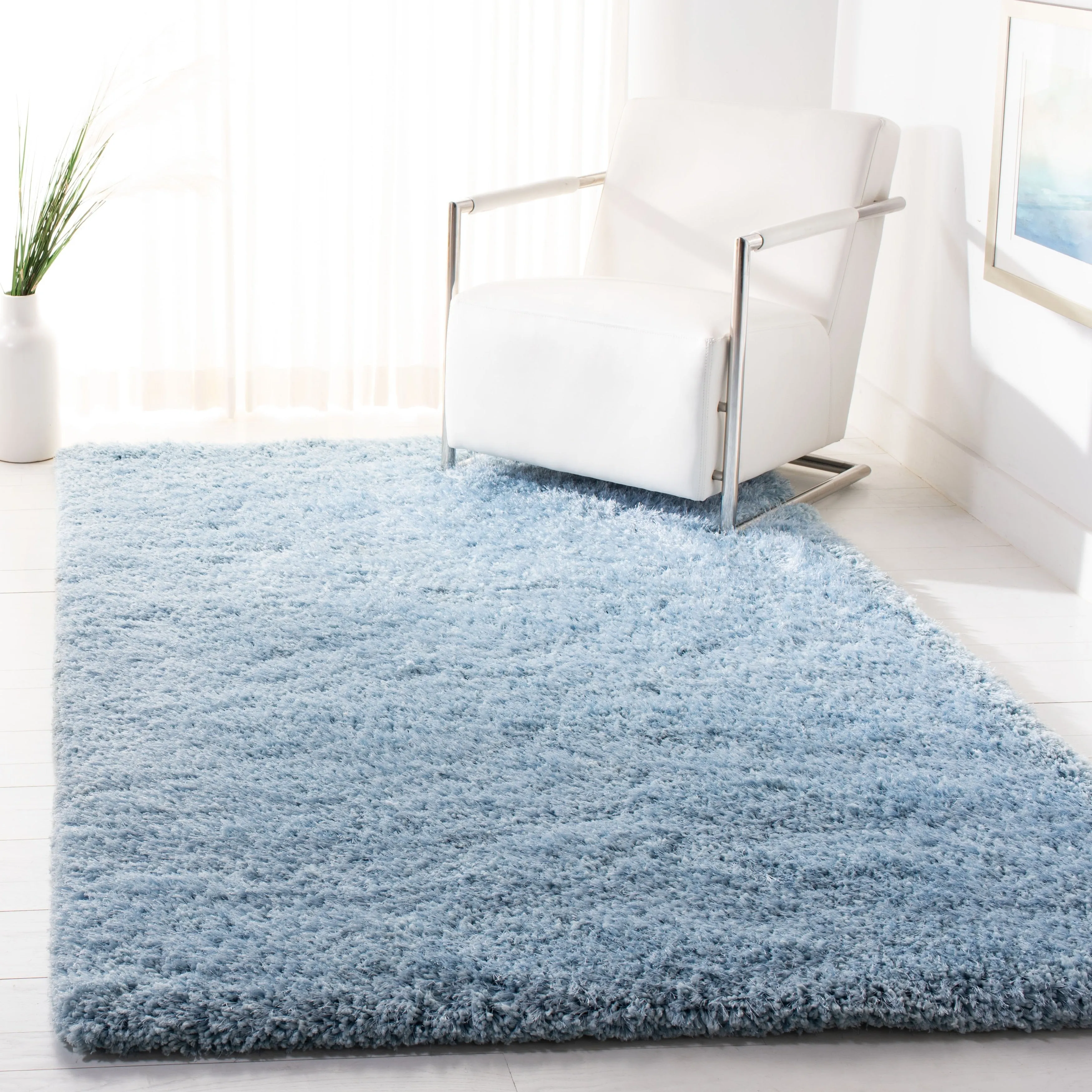 SAFAVIEH Handmade Ryann Shag Anneclaar Solid Polyester Rug