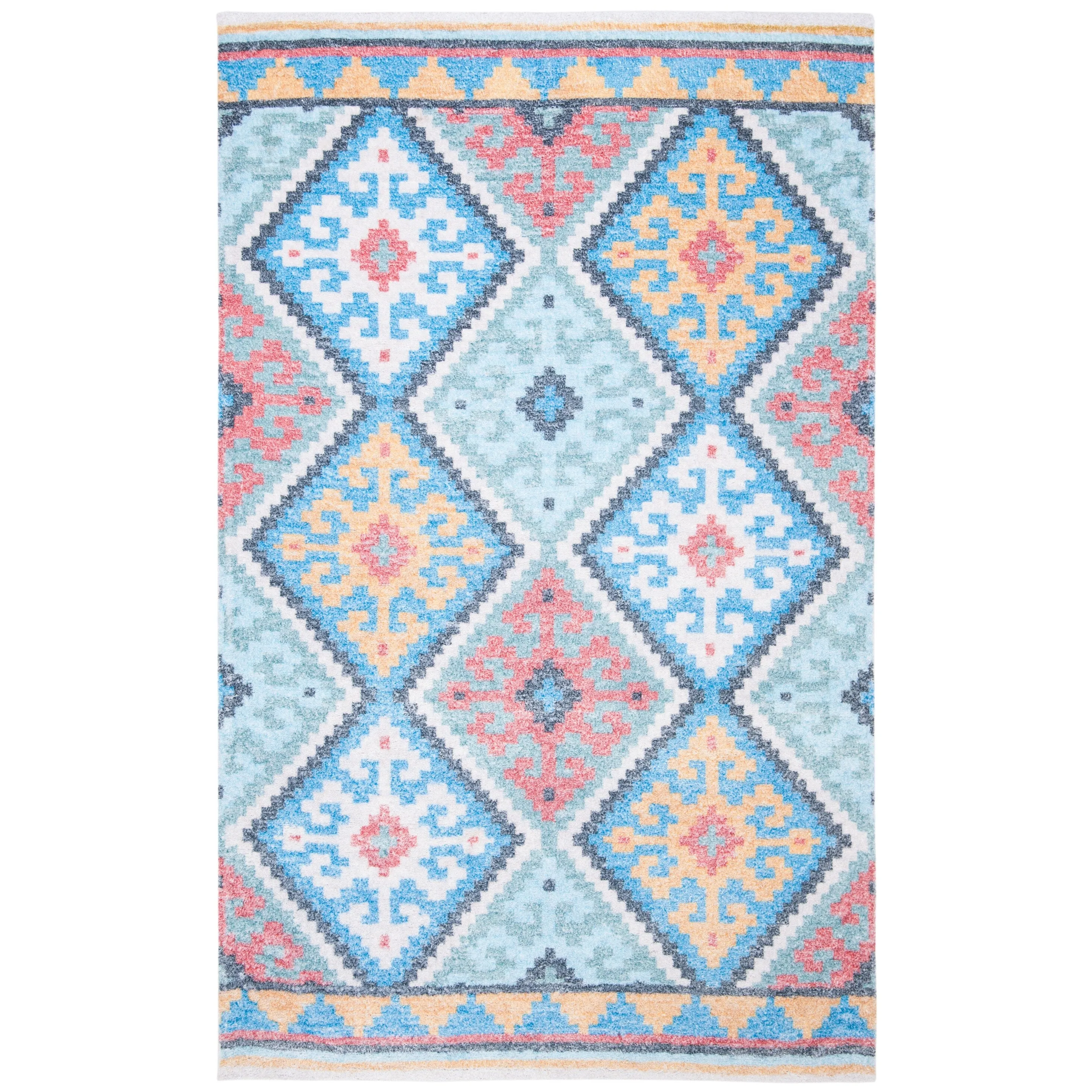 SAFAVIEH Handmade Saffron Karlie Modern & Contemporary Tribal Blue/Aqua Cotton
