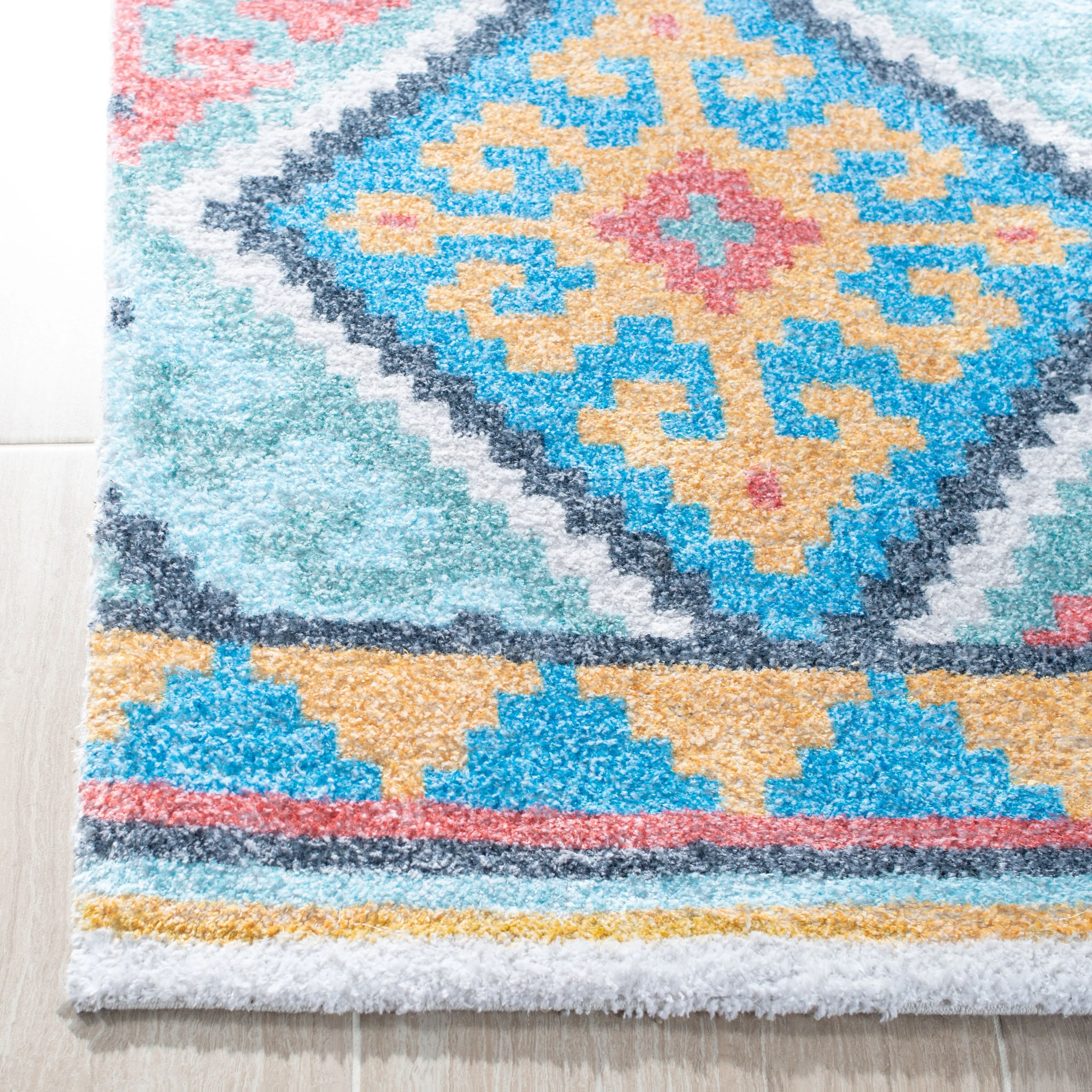 SAFAVIEH Handmade Saffron Karlie Modern & Contemporary Tribal Blue/Aqua Cotton