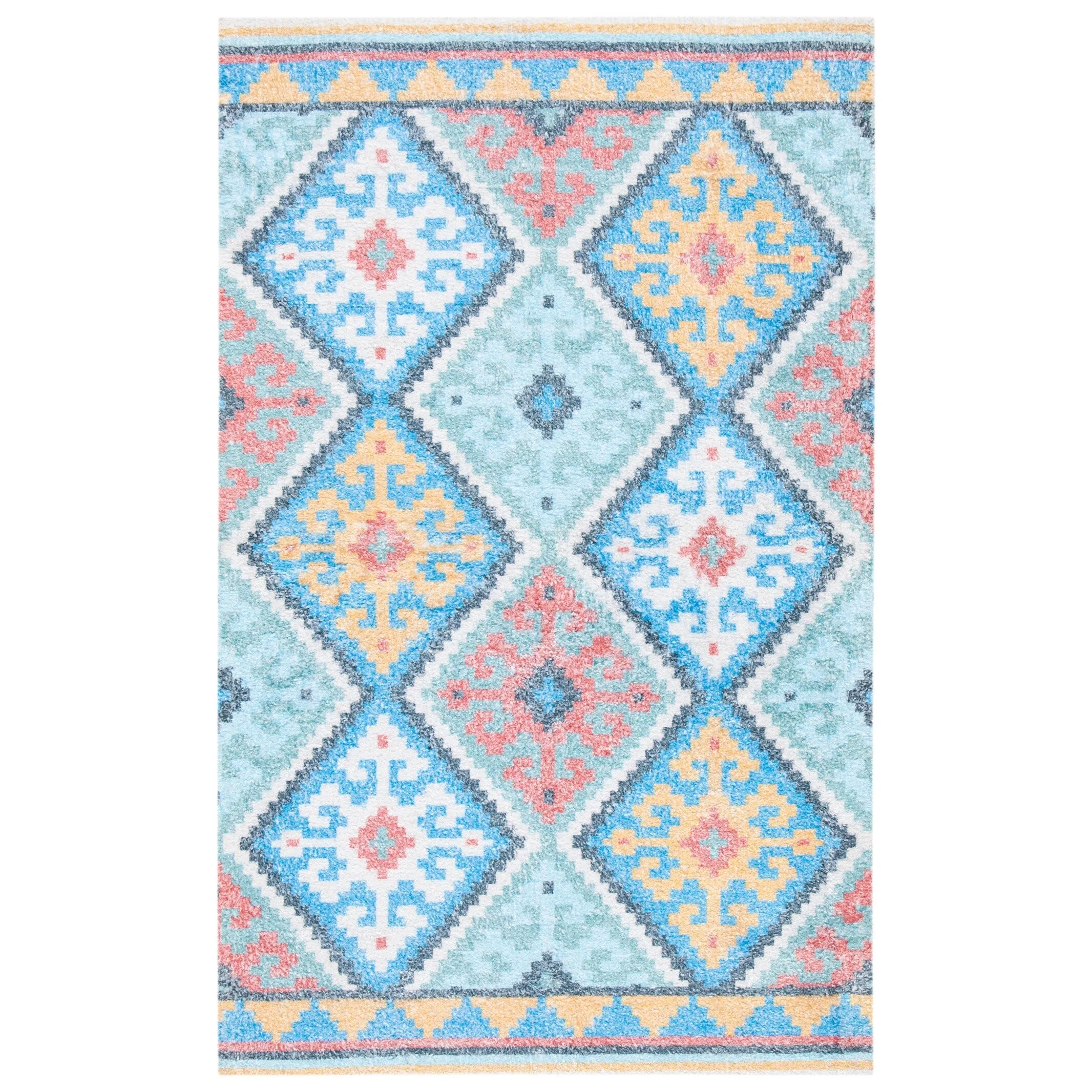 SAFAVIEH Handmade Saffron Karlie Modern & Contemporary Tribal Blue/Aqua Cotton
