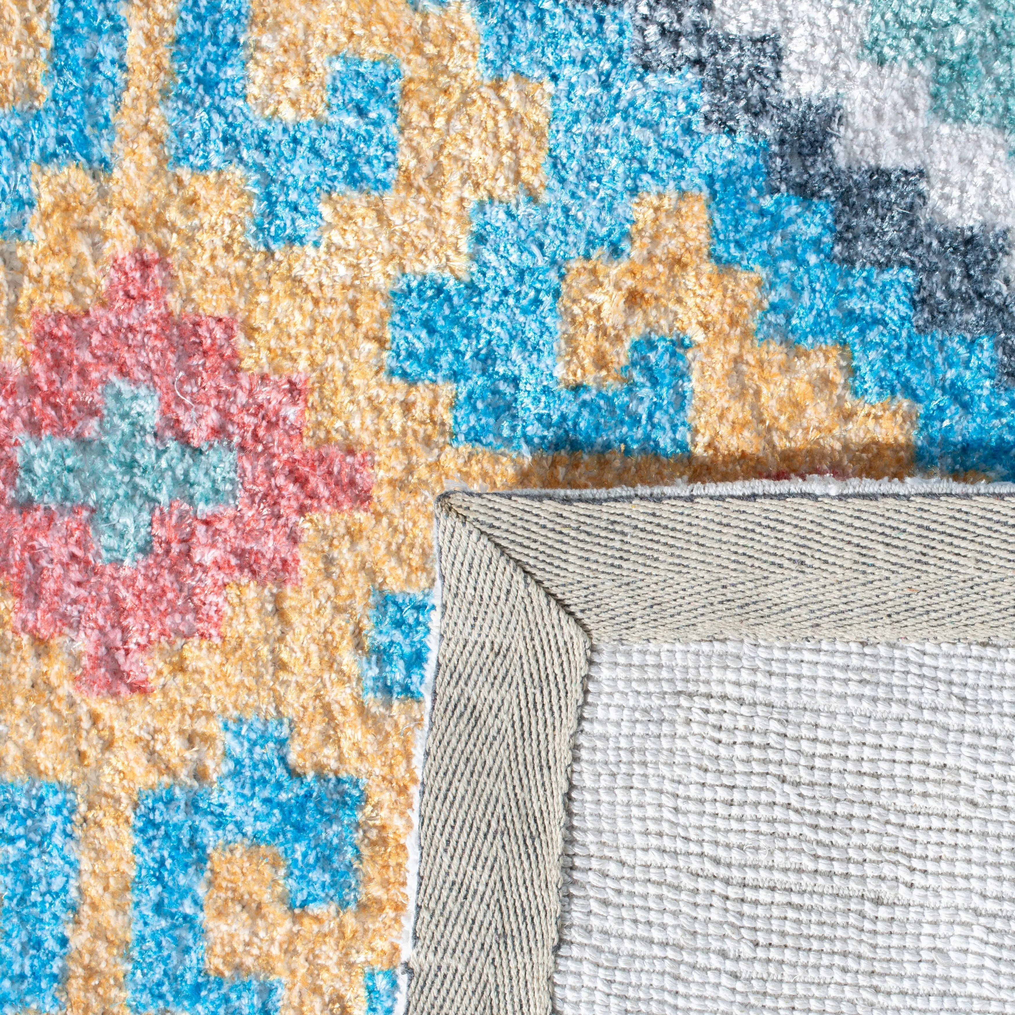 SAFAVIEH Handmade Saffron Karlie Modern & Contemporary Tribal Blue/Aqua Cotton