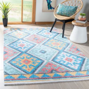 SAFAVIEH Handmade Saffron Karlie Modern & Contemporary Tribal Blue/Aqua Cotton