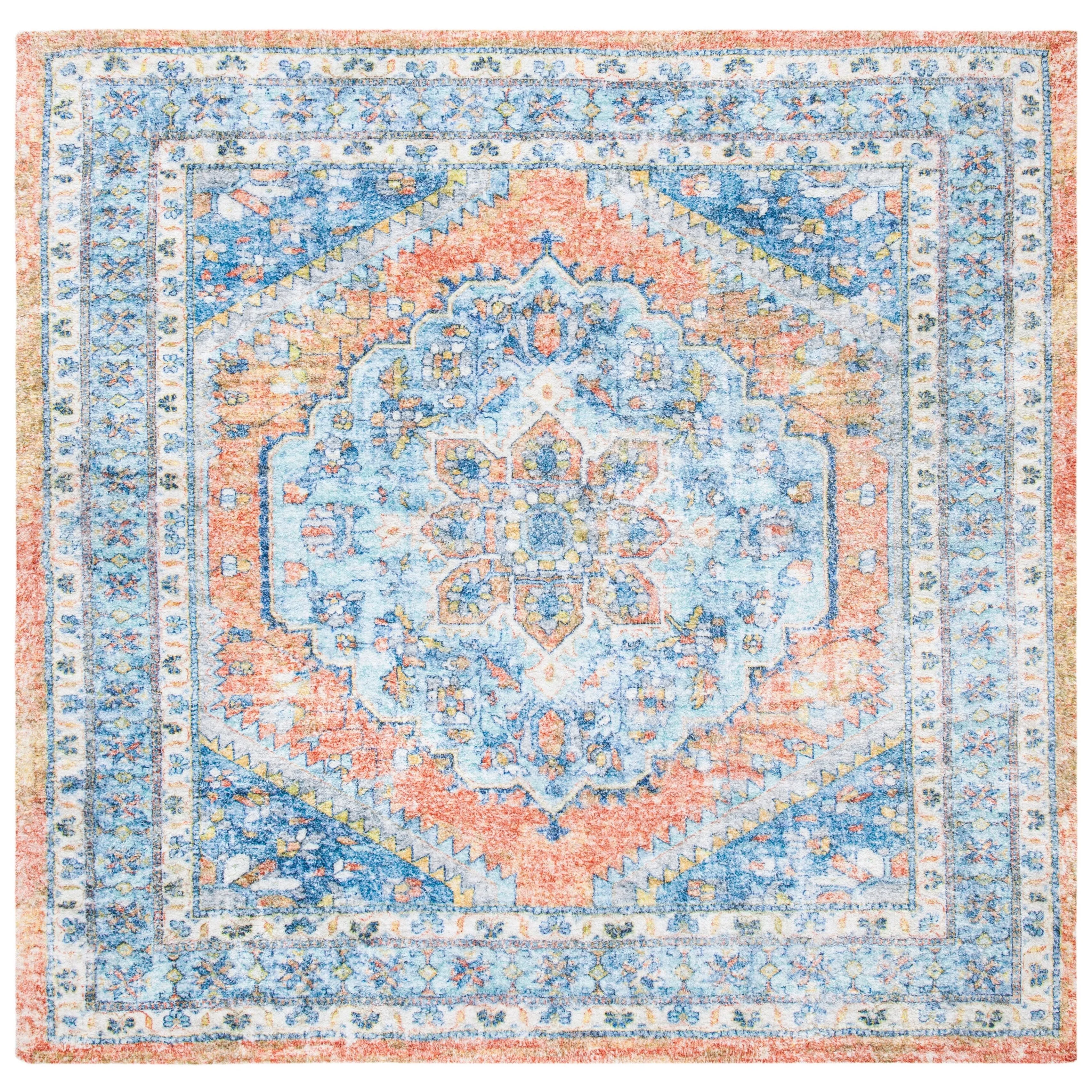 SAFAVIEH Handmade Saffron Stormy Modern & Contemporary Oriental Blue/Rust Cotton