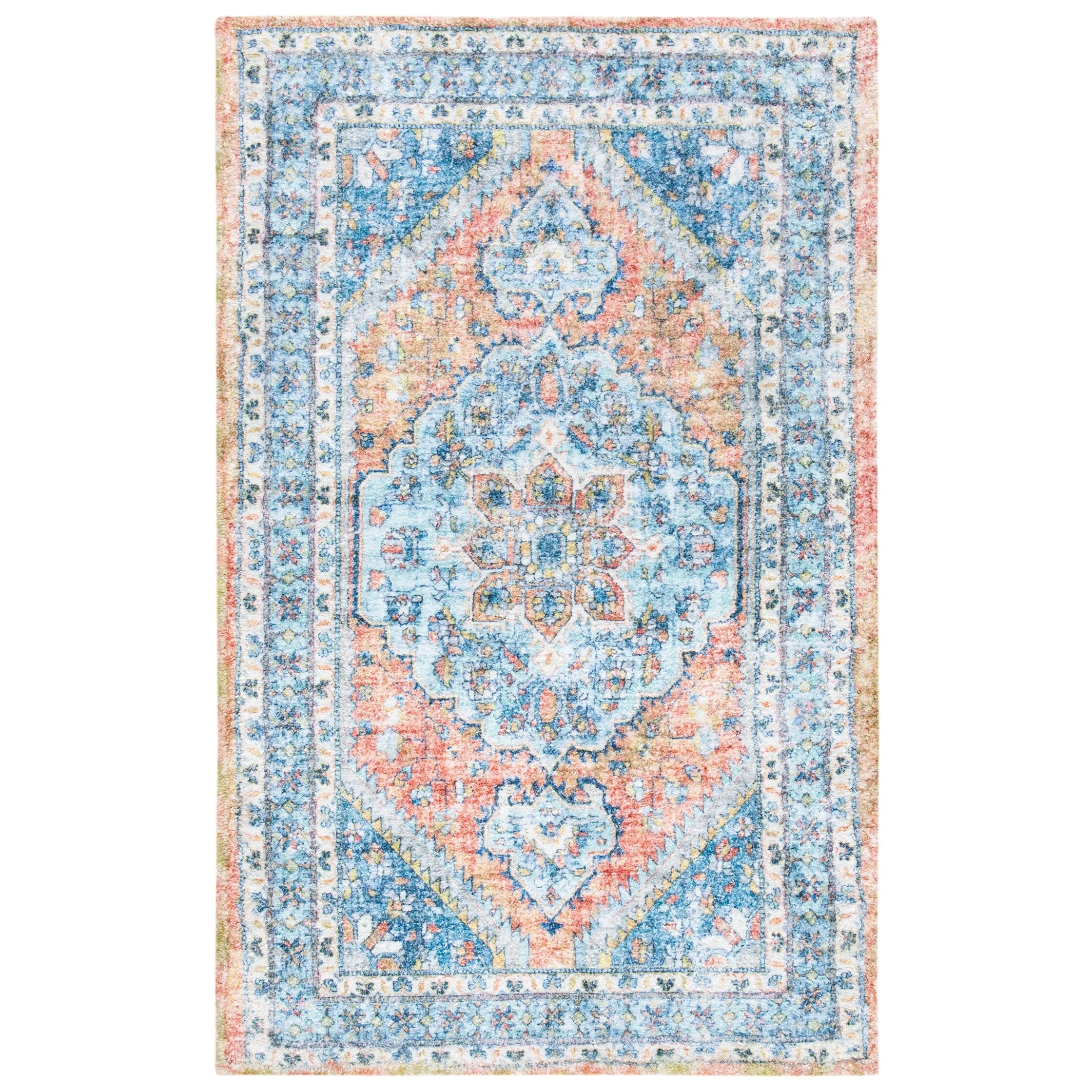 SAFAVIEH Handmade Saffron Stormy Modern & Contemporary Oriental Blue/Rust Cotton
