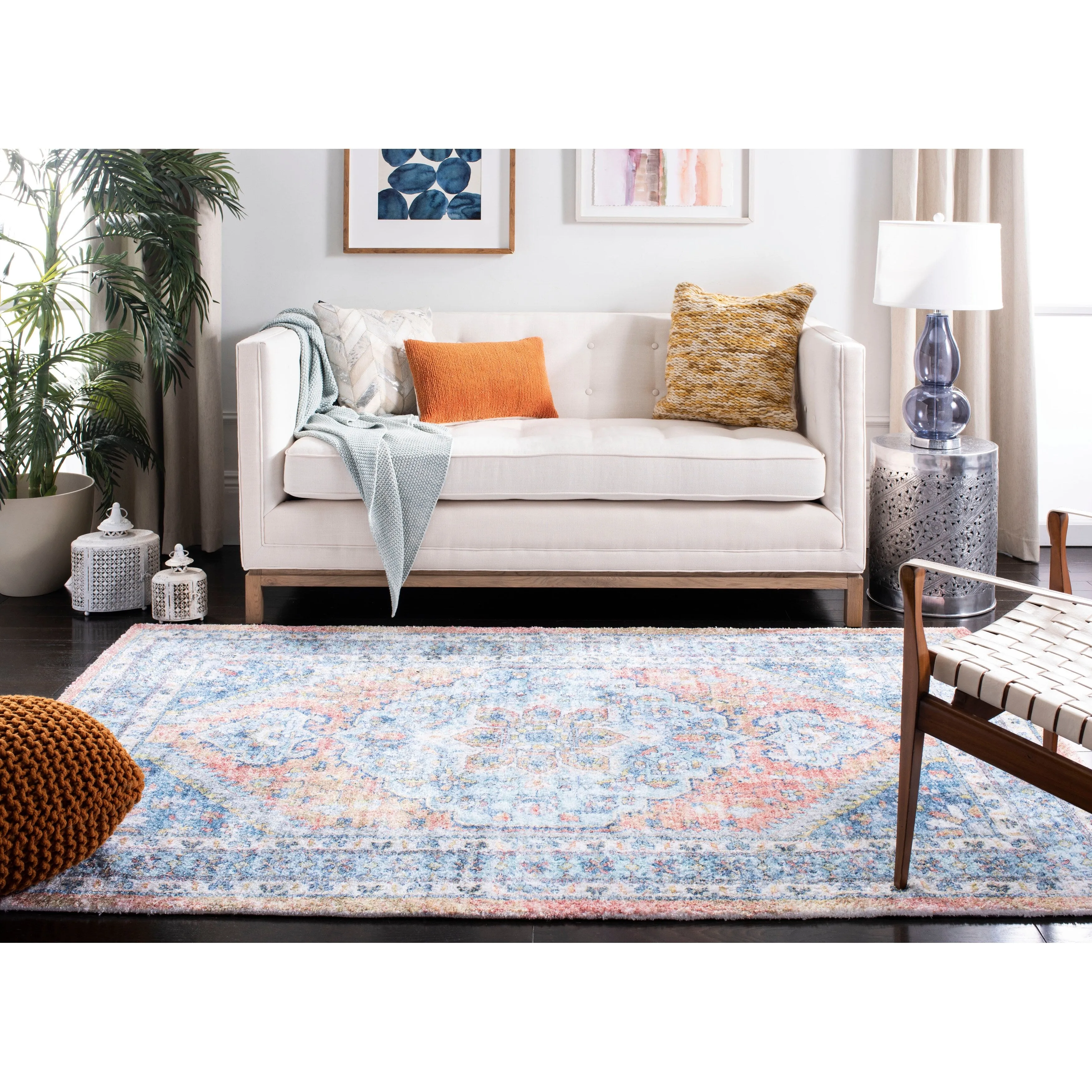 SAFAVIEH Handmade Saffron Stormy Modern & Contemporary Oriental Blue/Rust Cotton