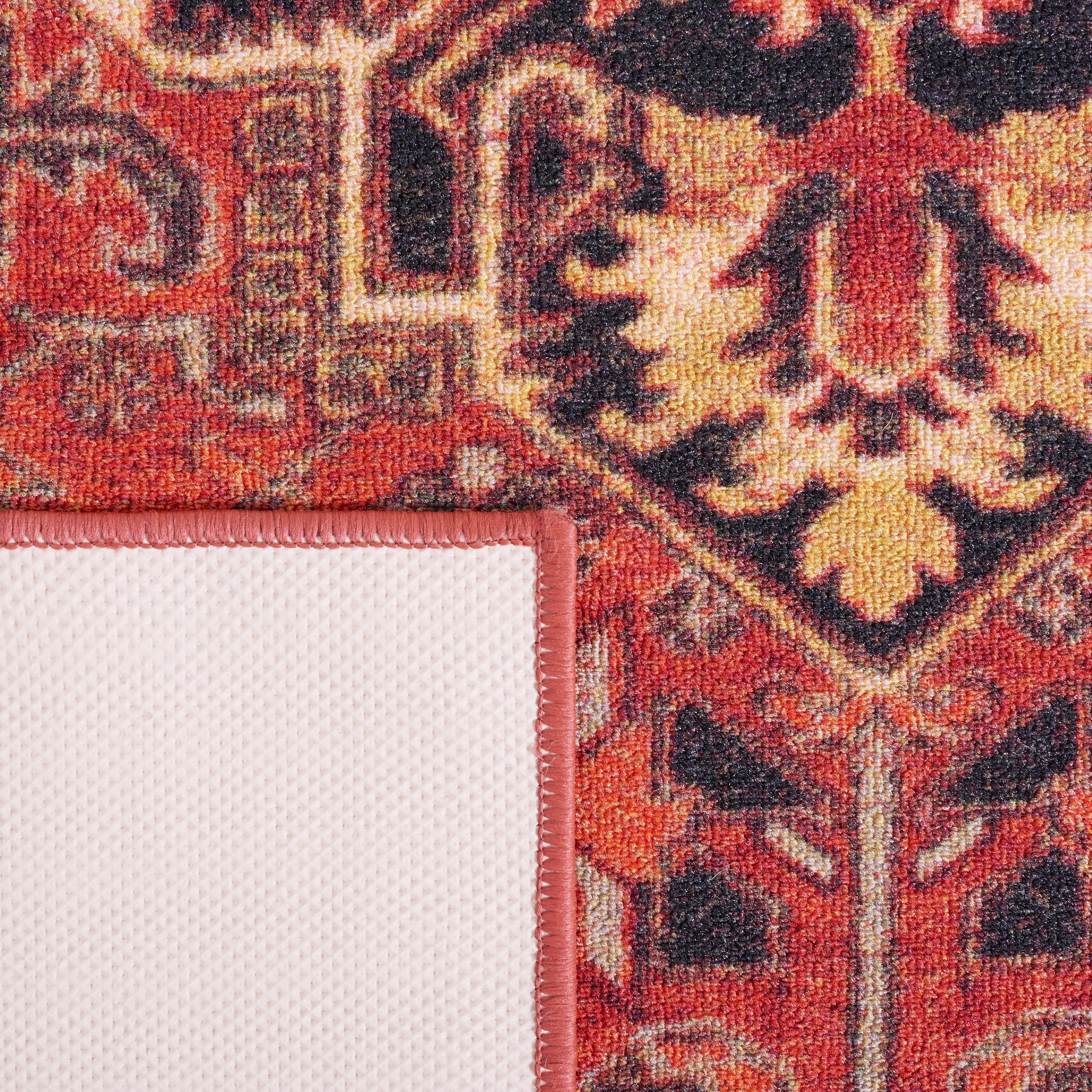 SAFAVIEH Journey Machine Washable Slip Resistant Lupe Oriental Medallion Rug - Red/Blue - 5' 5 x 7' 7