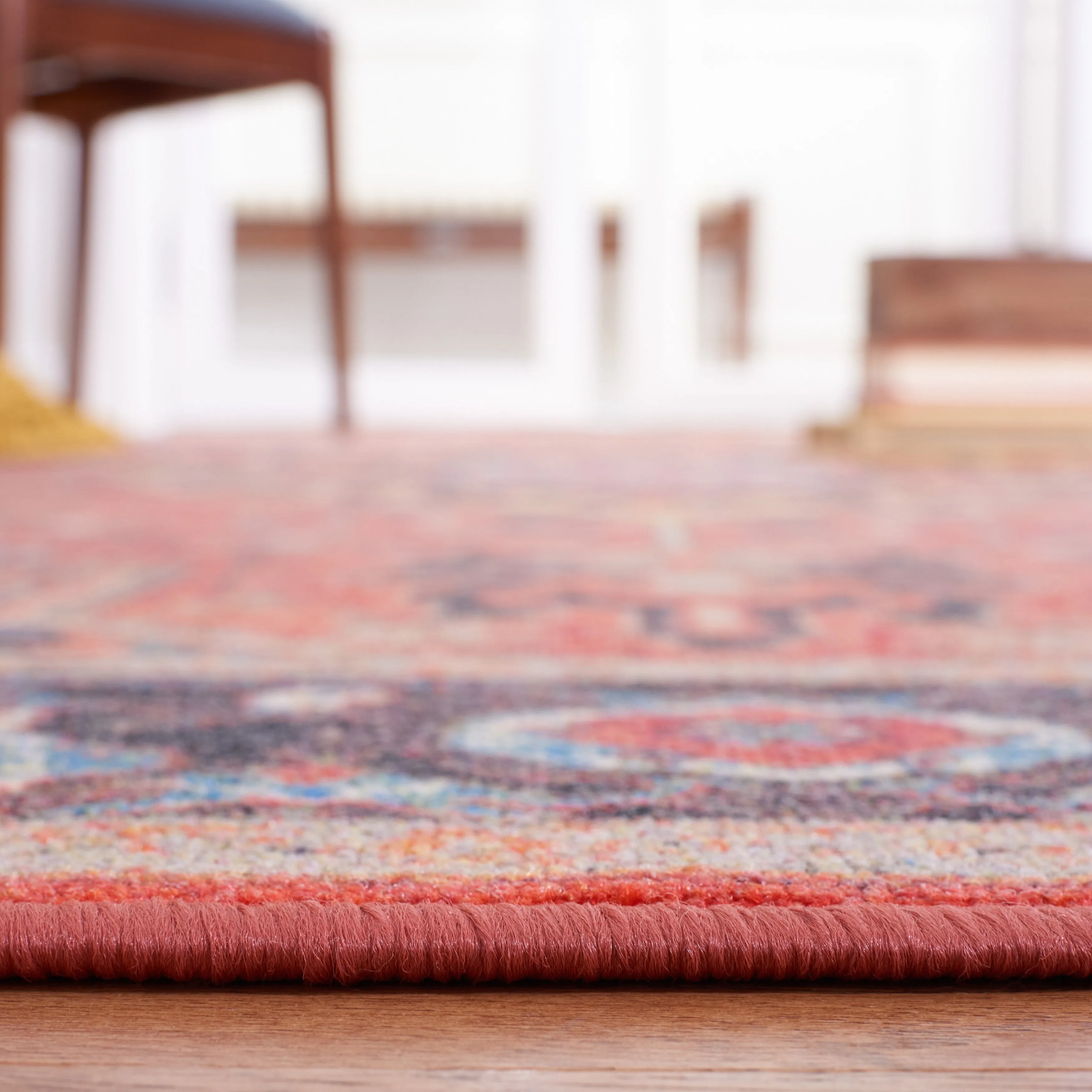 SAFAVIEH Journey Machine Washable Slip Resistant Lupe Oriental Medallion Rug - Red/Blue - 5' 5 x 7' 7