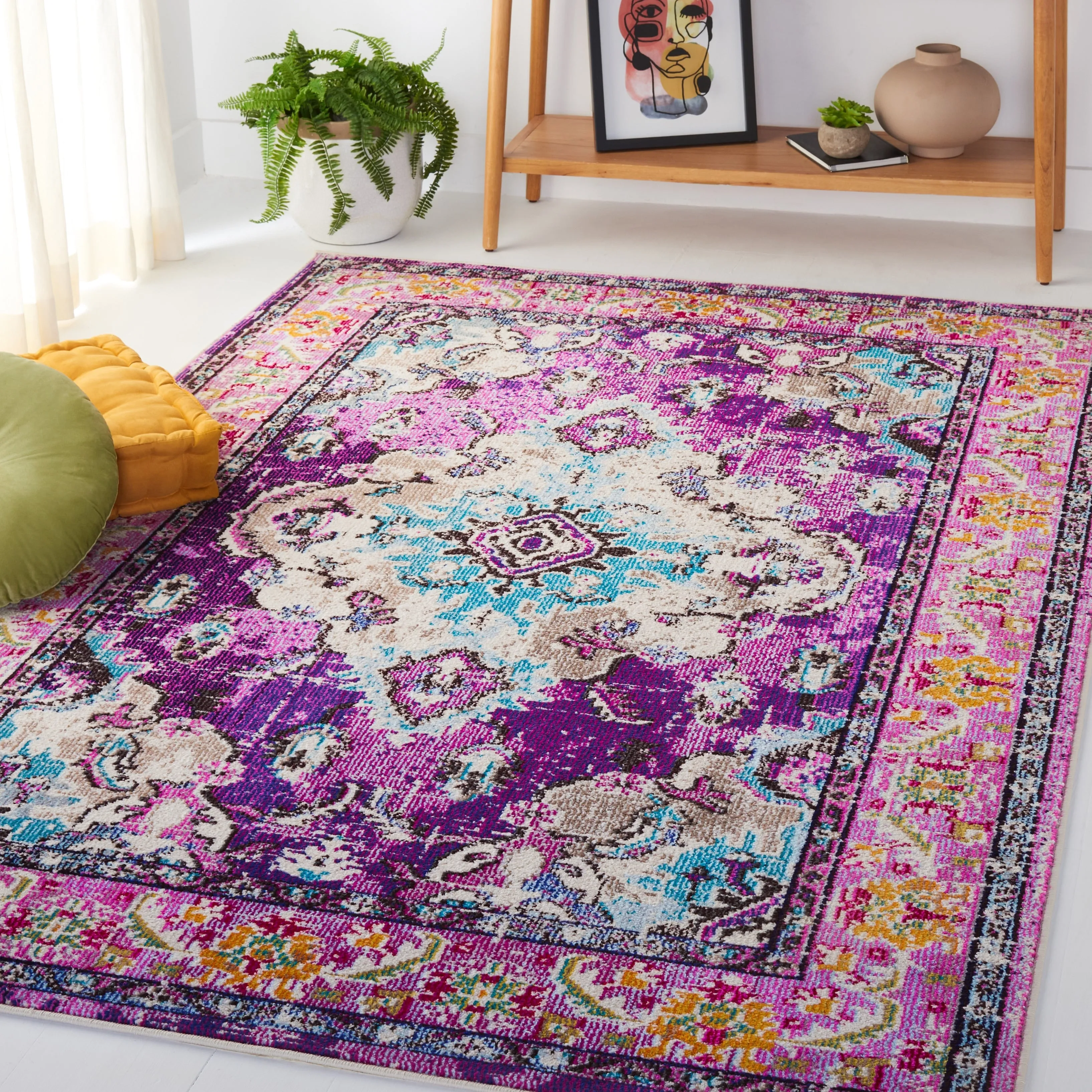 SAFAVIEH Monaco Oceane Boho Medallion Distressed Area Rug