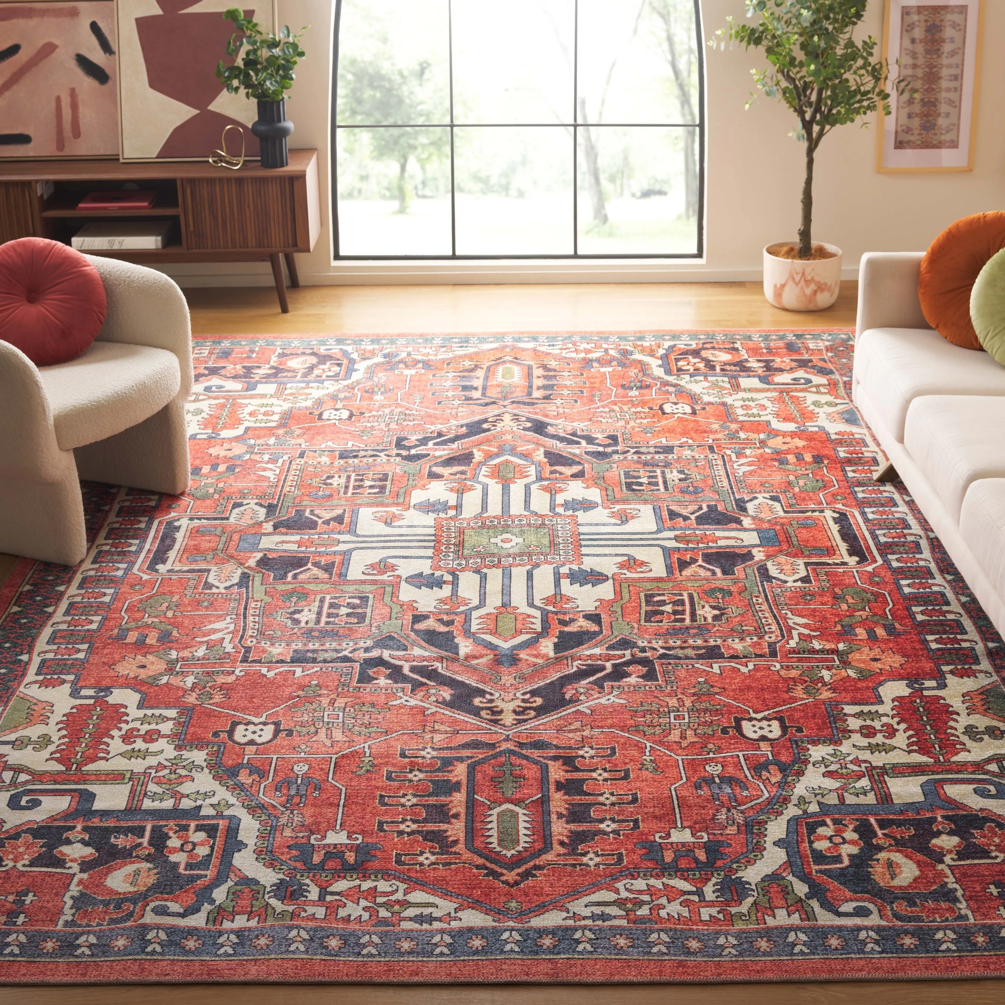 SAFAVIEH Serapi Liller Traditional Machine Washable Cotton Rug