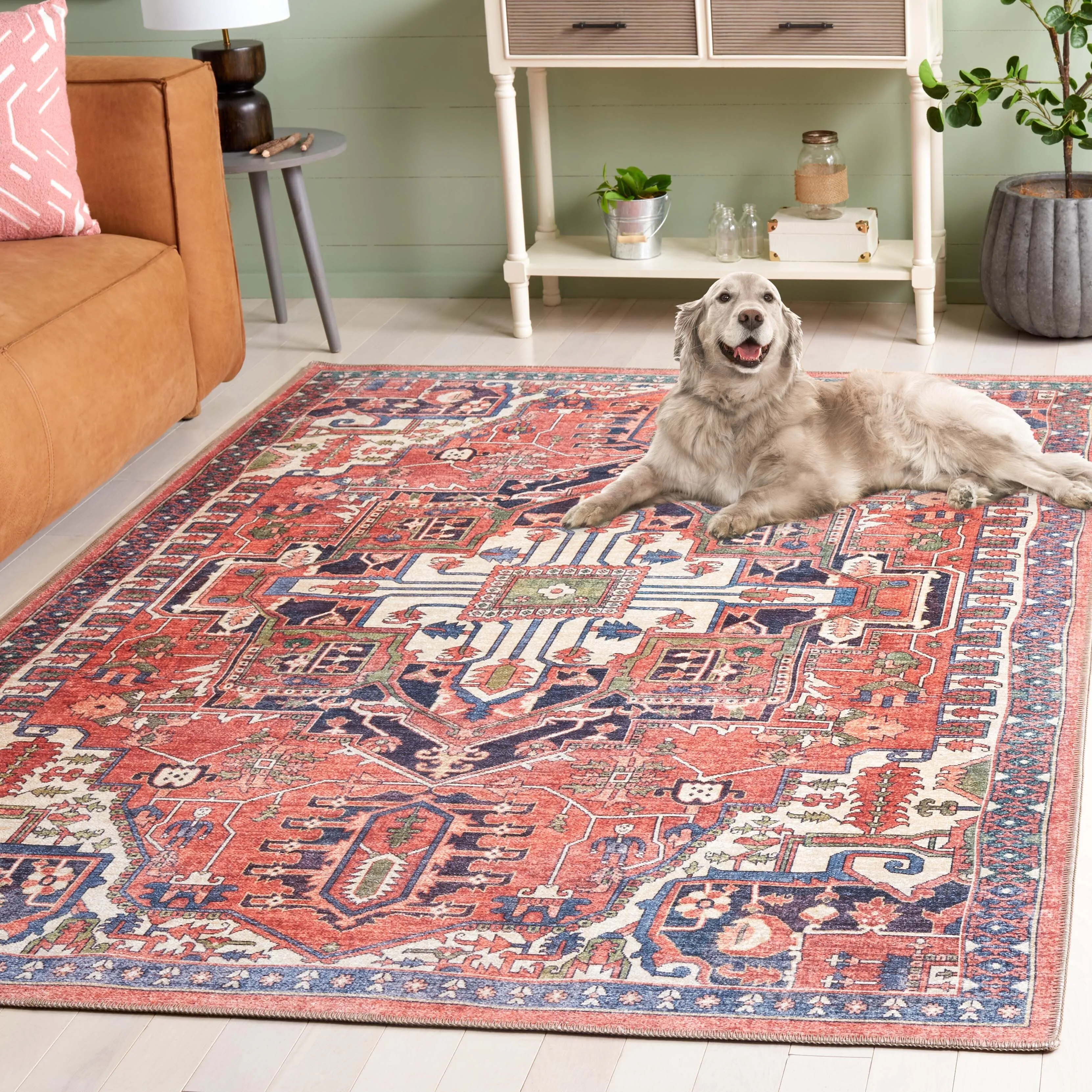 SAFAVIEH Serapi Liller Traditional Machine Washable Cotton Rug