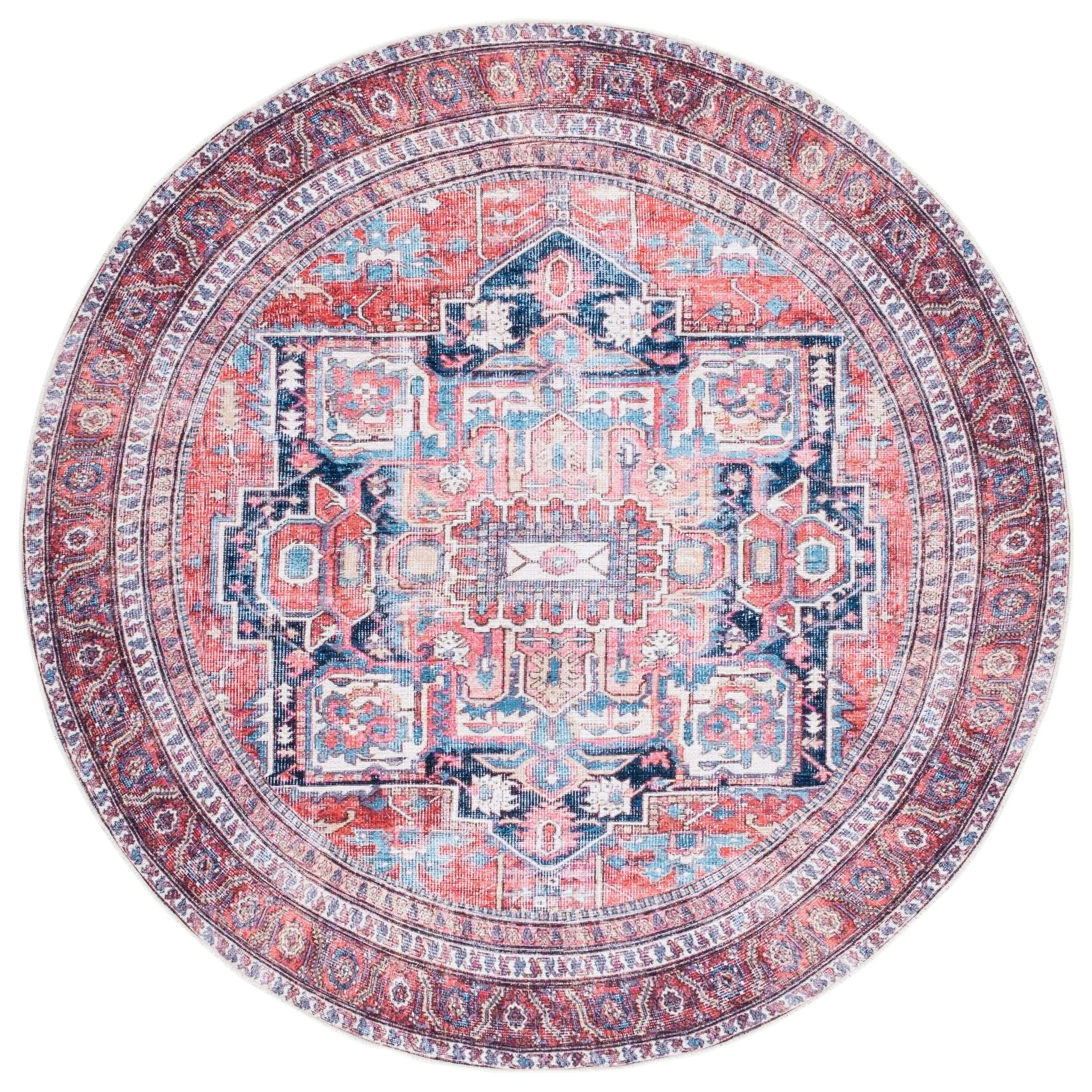 SAFAVIEH Serapi Machine Washable Vallie Medallion Distressed Rug