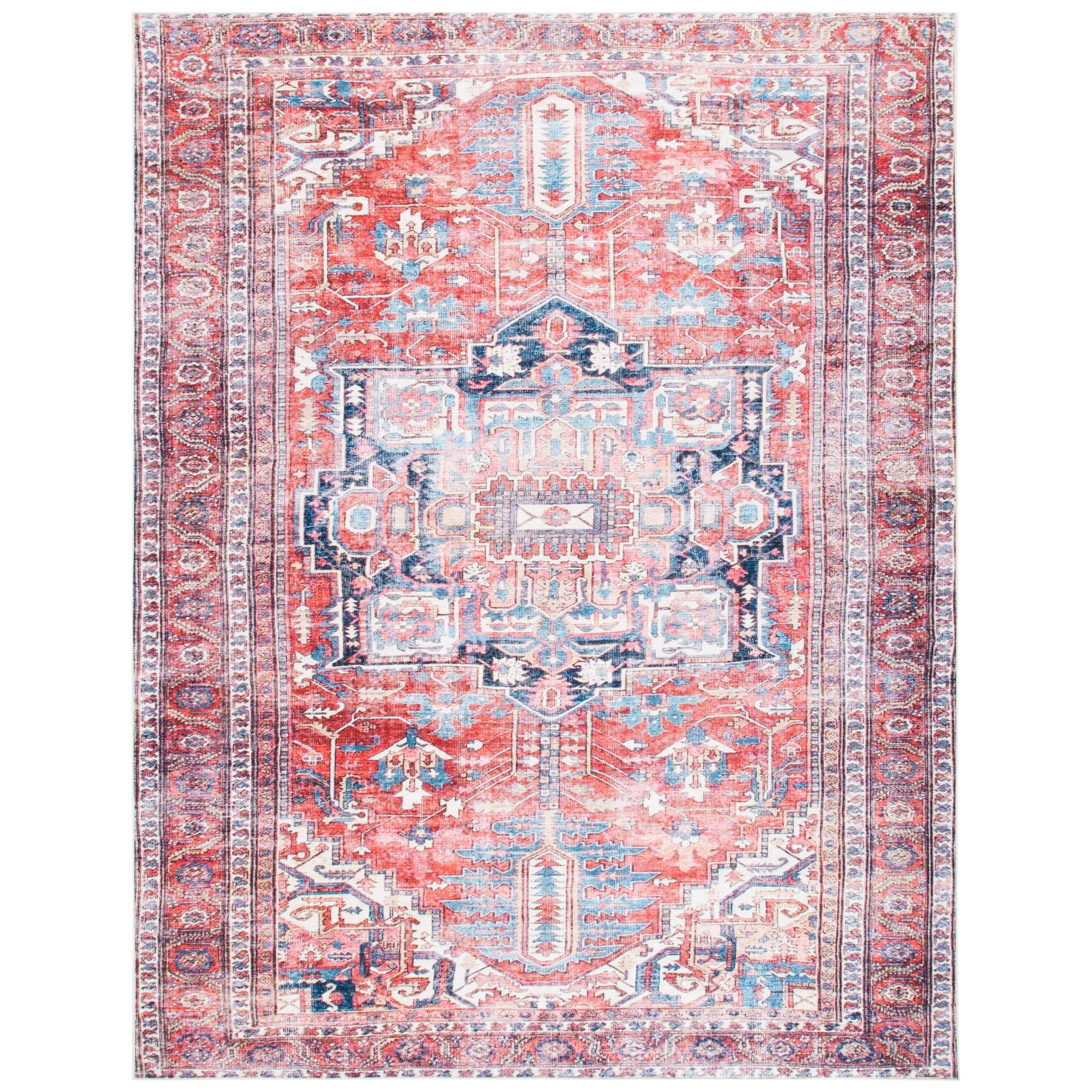 SAFAVIEH Serapi Machine Washable Vallie Medallion Distressed Rug