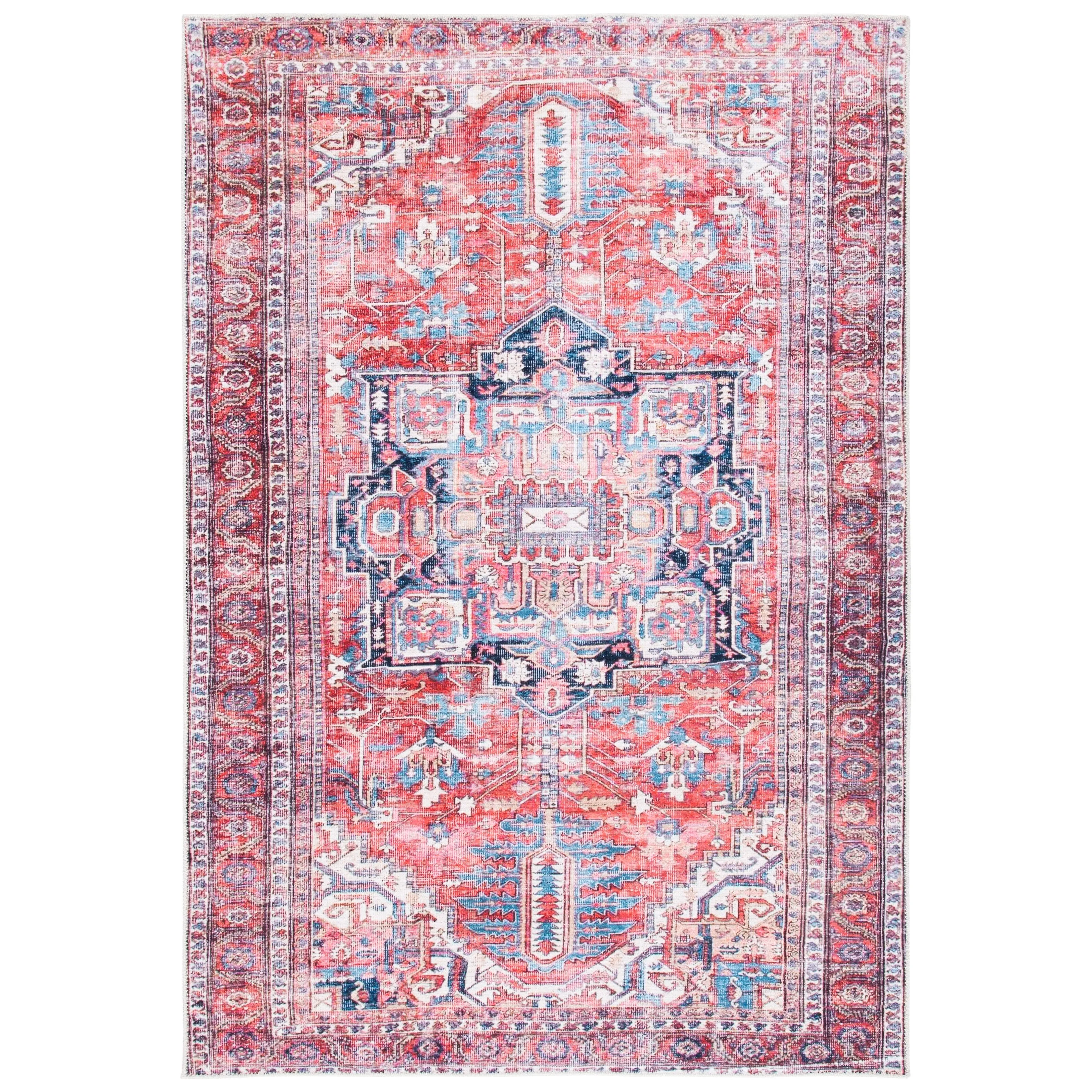 SAFAVIEH Serapi Machine Washable Vallie Medallion Distressed Rug