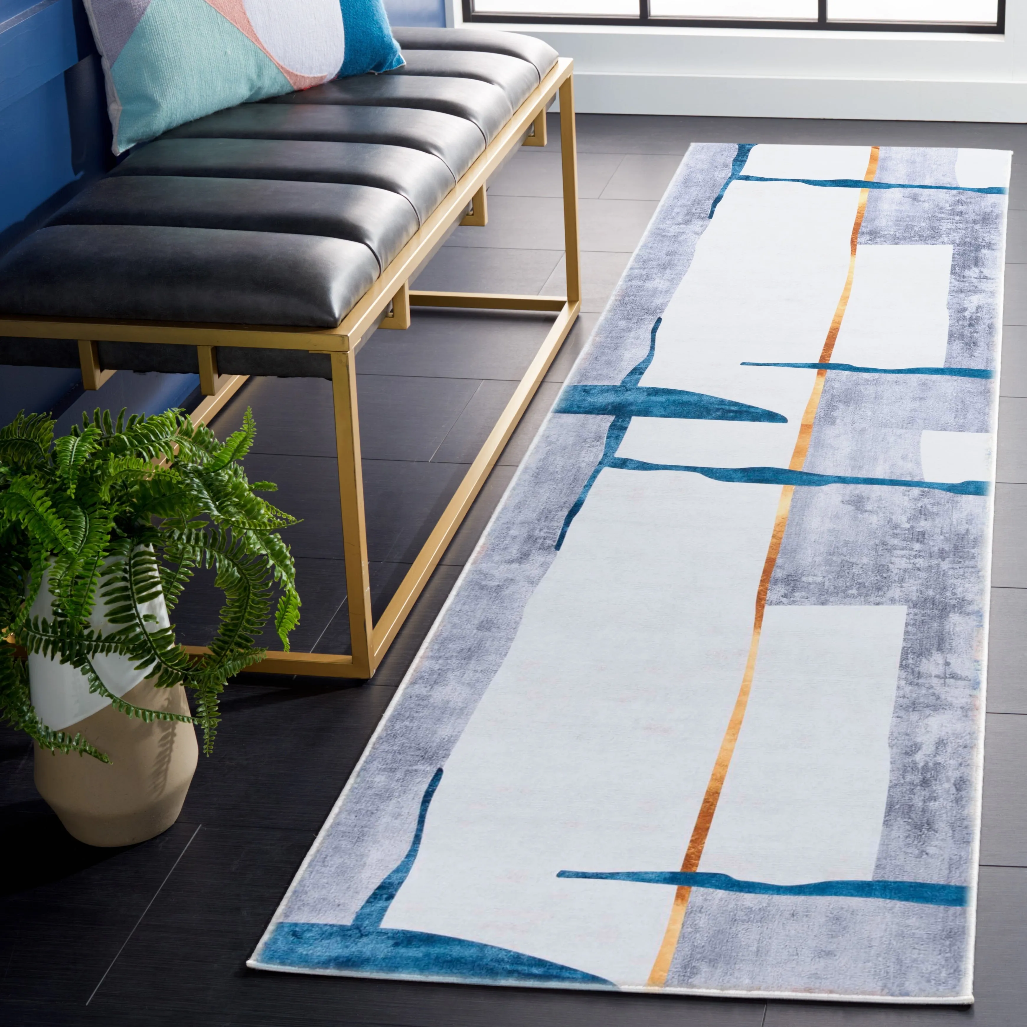 SAFAVIEH Tacoma Machine Washable Slip Resistant Patty Mid-Century Modern