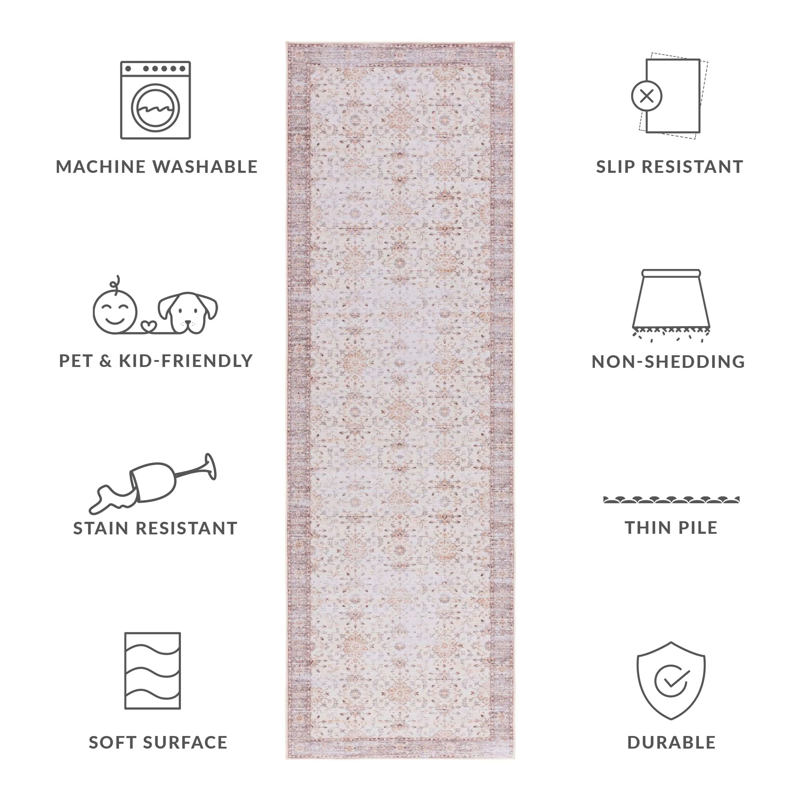 SAFAVIEH Tucson Machine Washable Slip Resistant Riham Oriental Rug