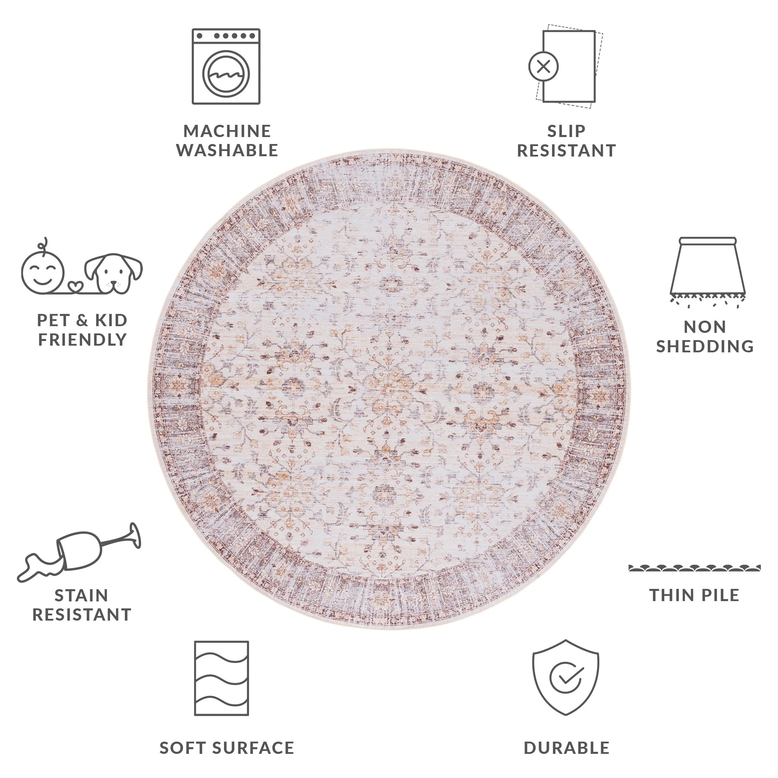 SAFAVIEH Tucson Machine Washable Slip Resistant Riham Oriental Rug
