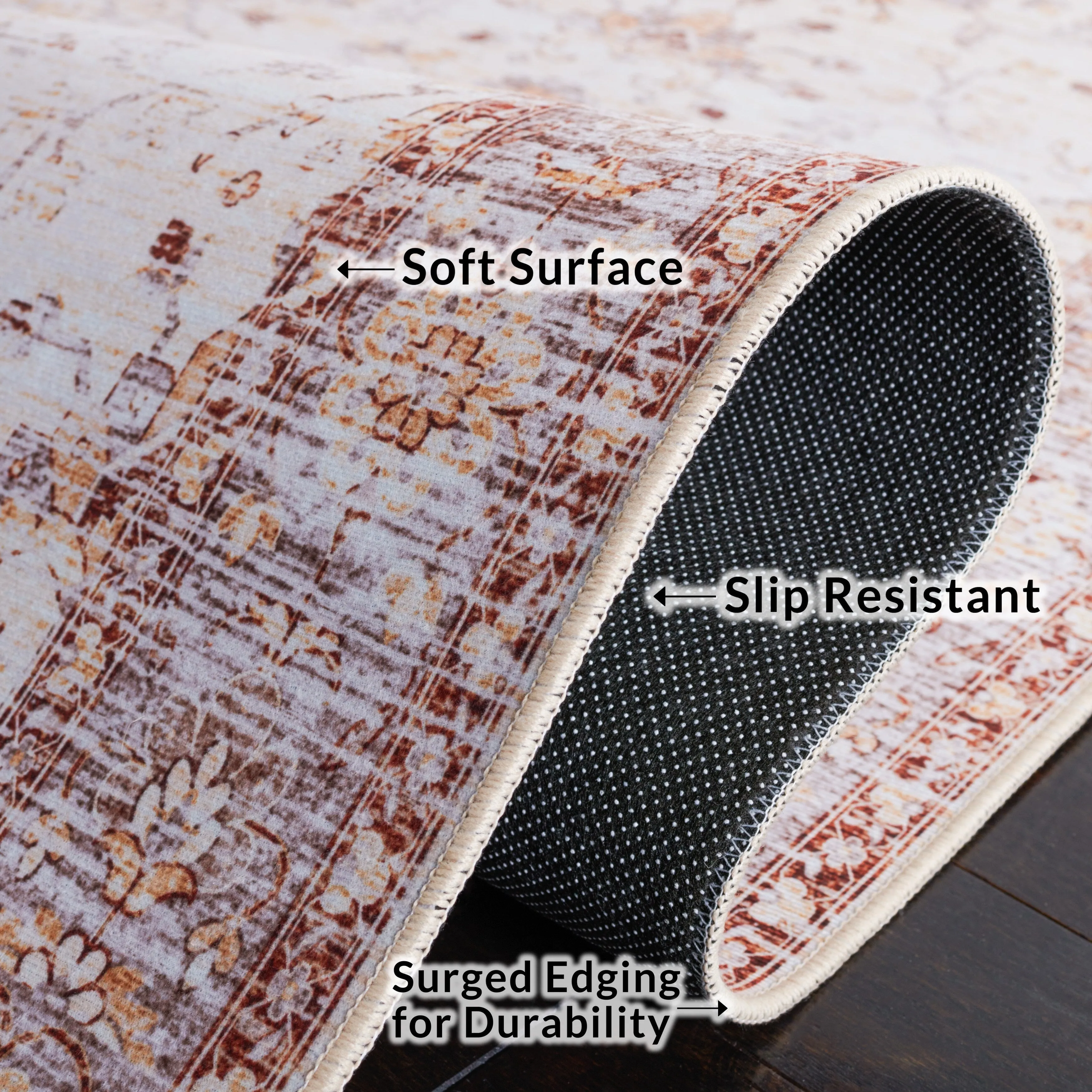 SAFAVIEH Tucson Machine Washable Slip Resistant Riham Oriental Rug