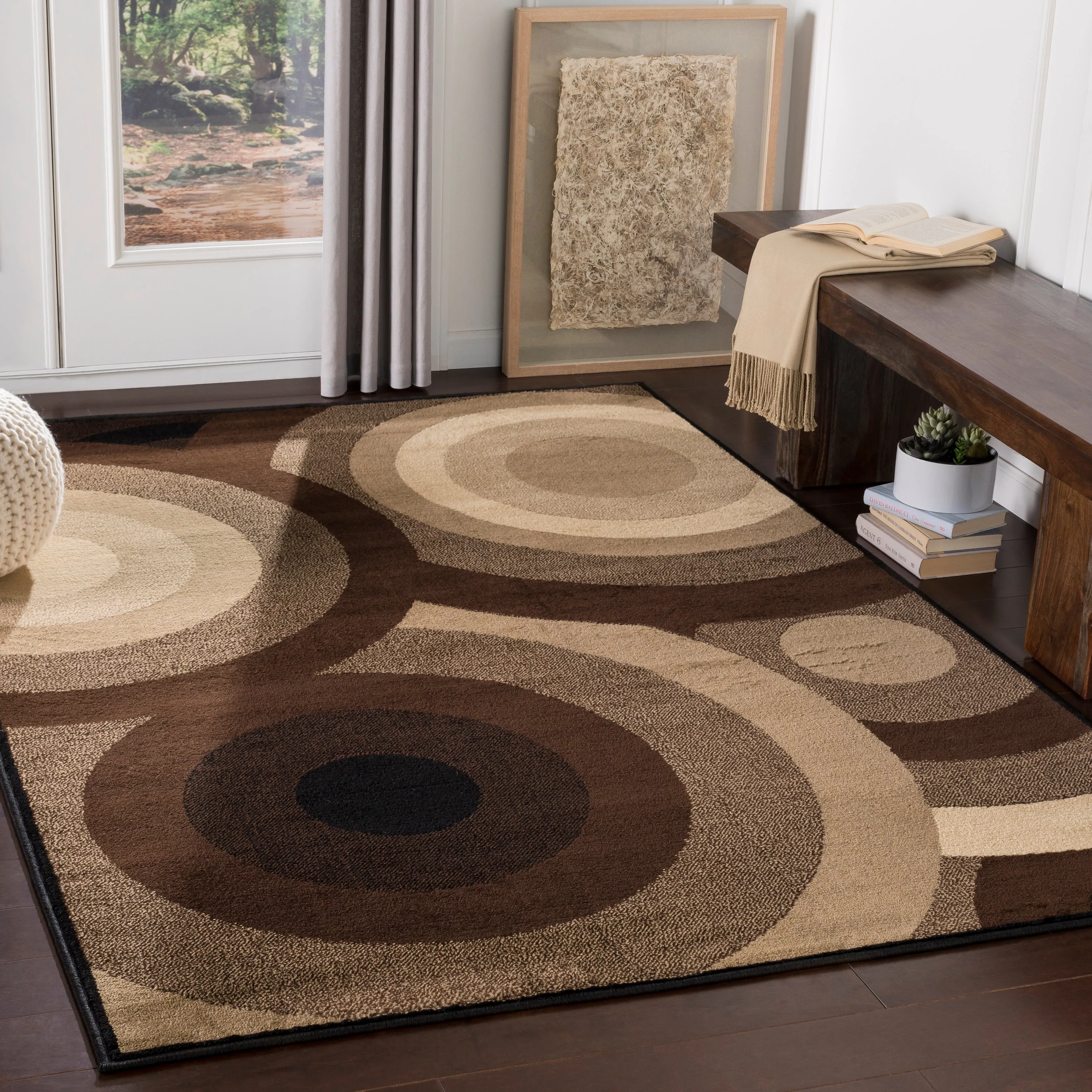 SandyCircles Indoor Area Rug - 8'10 x 12'9