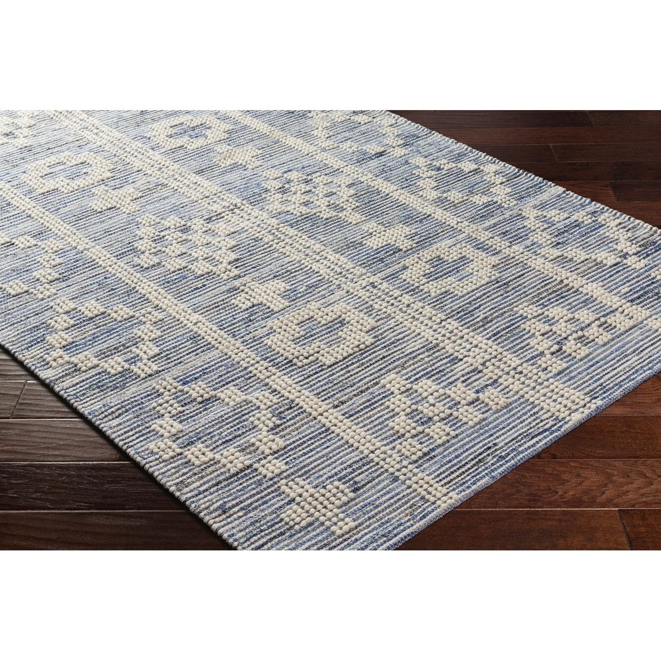 Saredon Handmade Farmhouse Cotton & Wool Area Rug