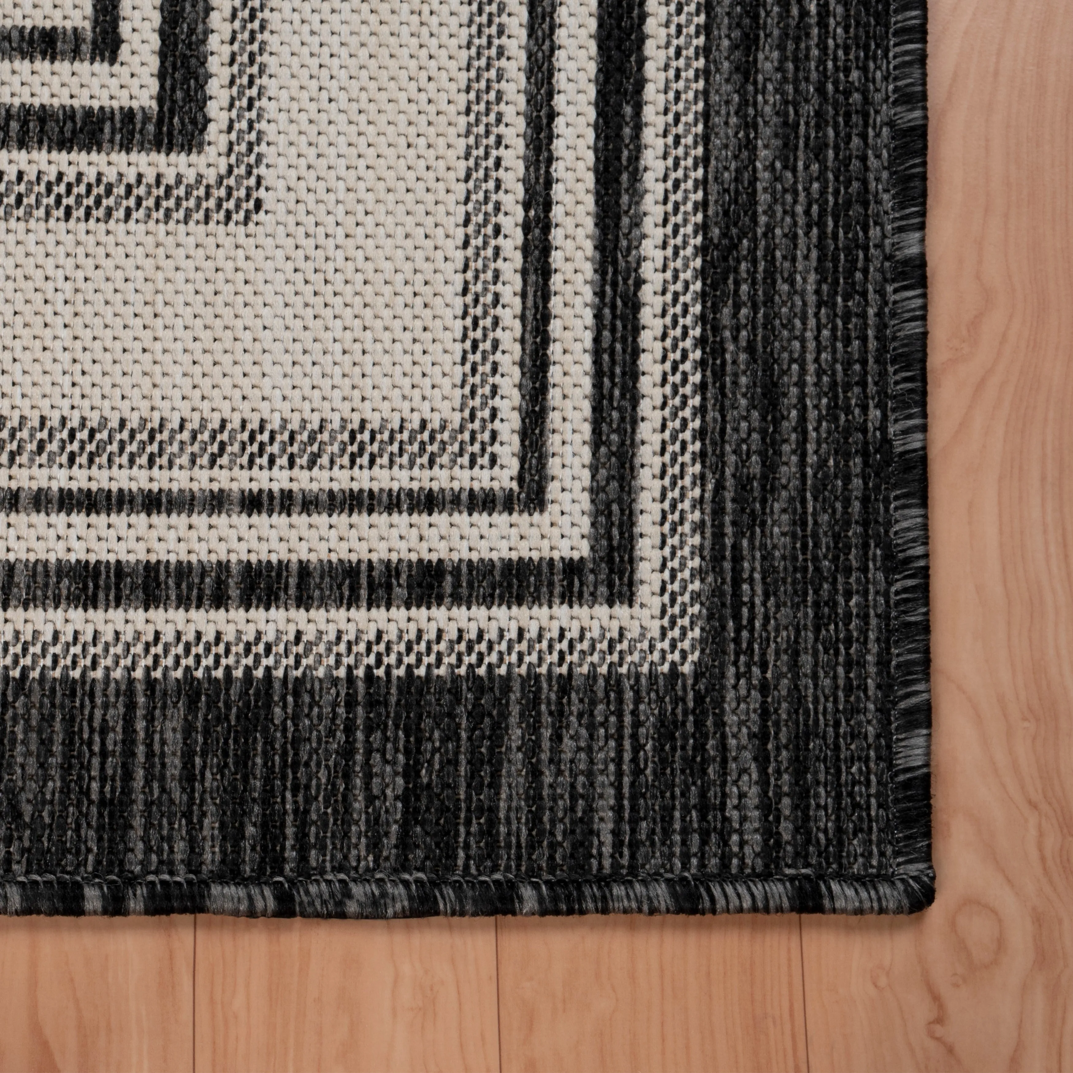Sevita Framing Striped Bordered Indoor Outdoor Rug