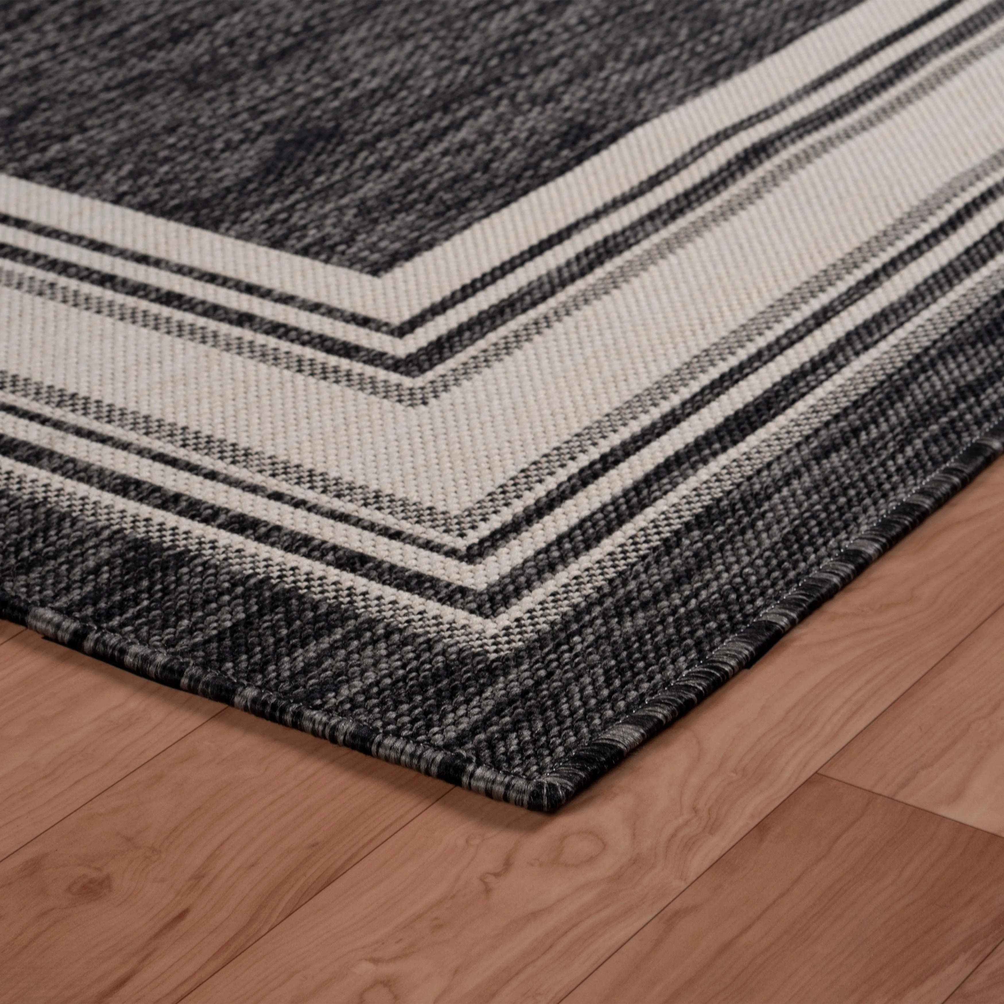 Sevita Framing Striped Bordered Indoor Outdoor Rug