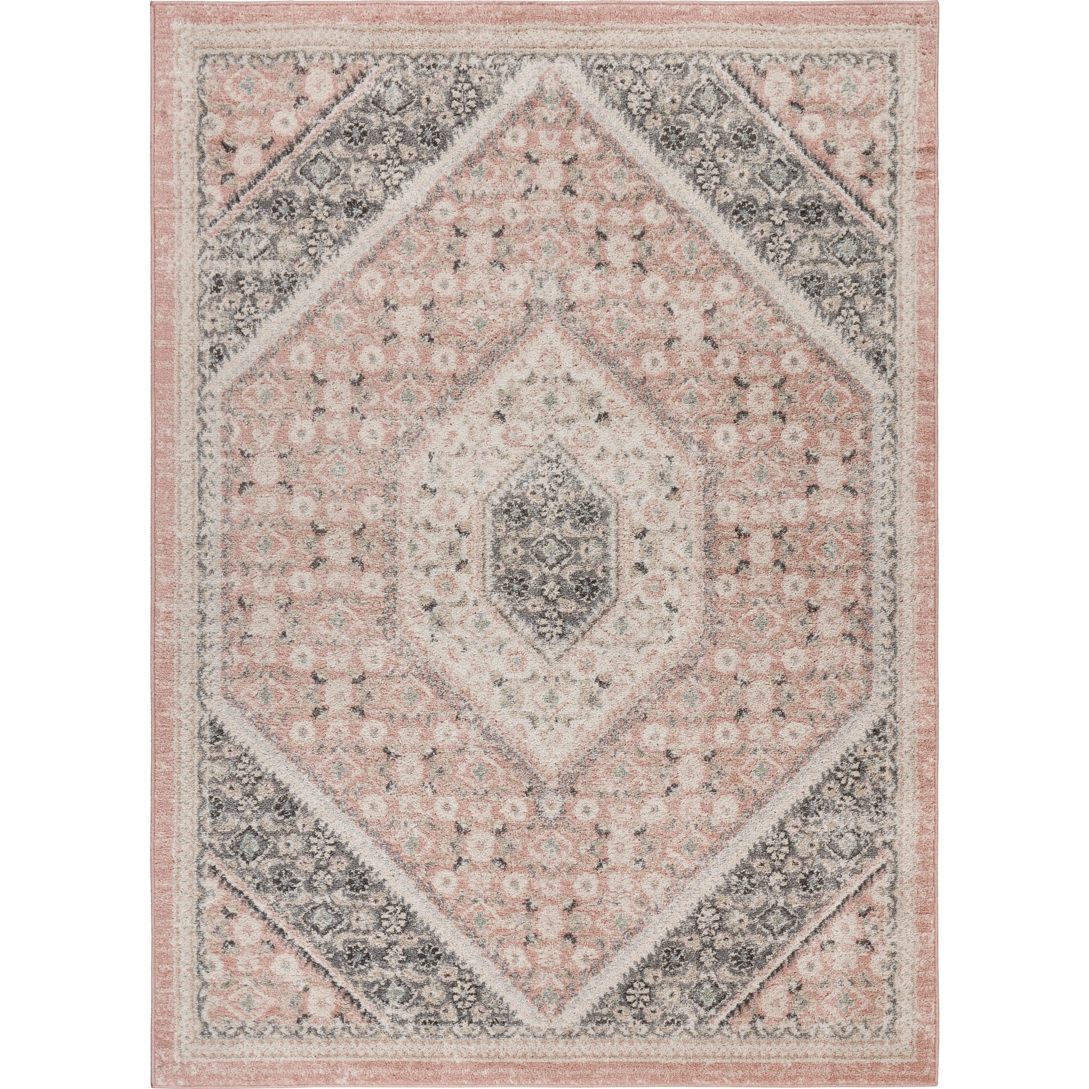 Sevita Soft Pink and Gray Oriental Area Rug