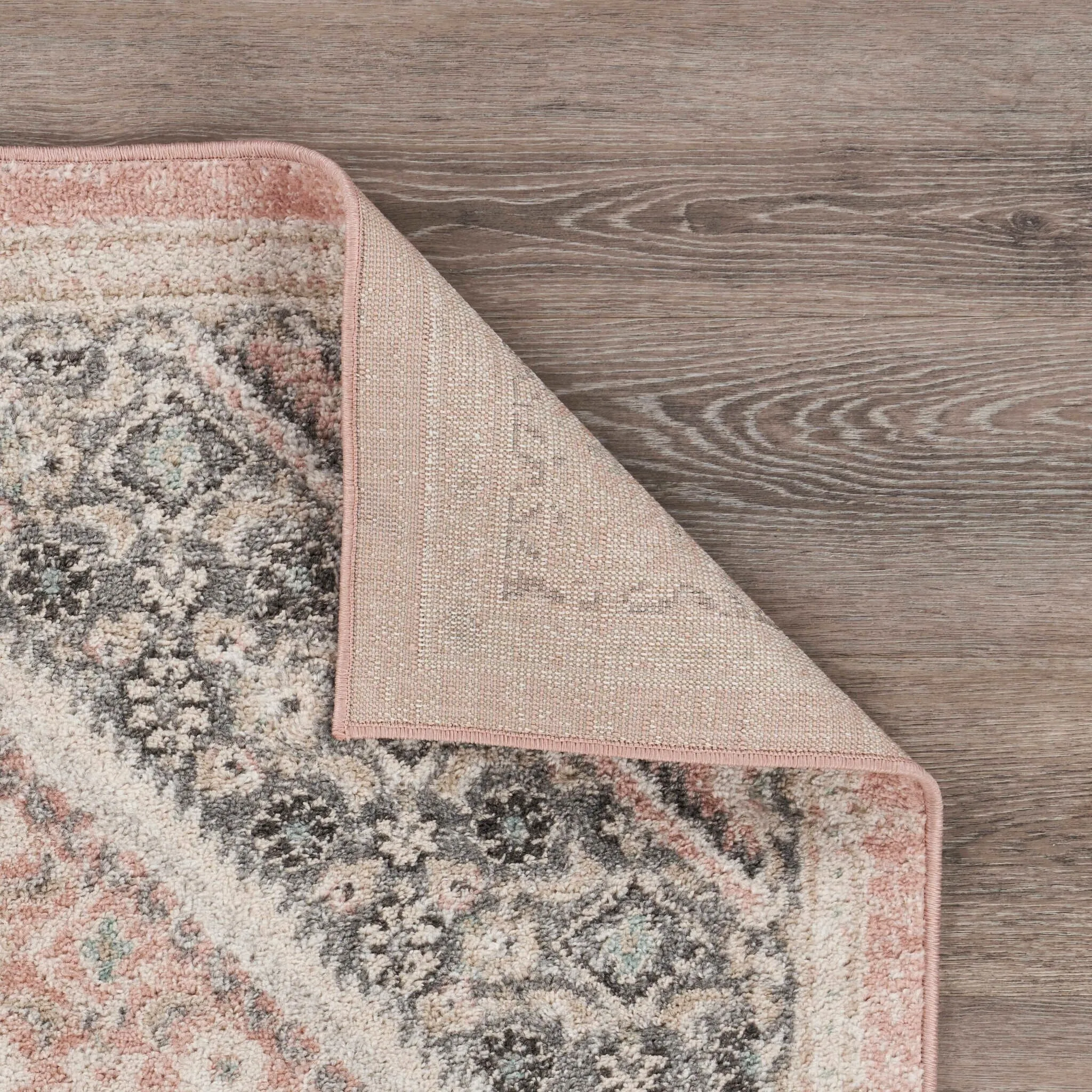 Sevita Soft Pink and Gray Oriental Area Rug