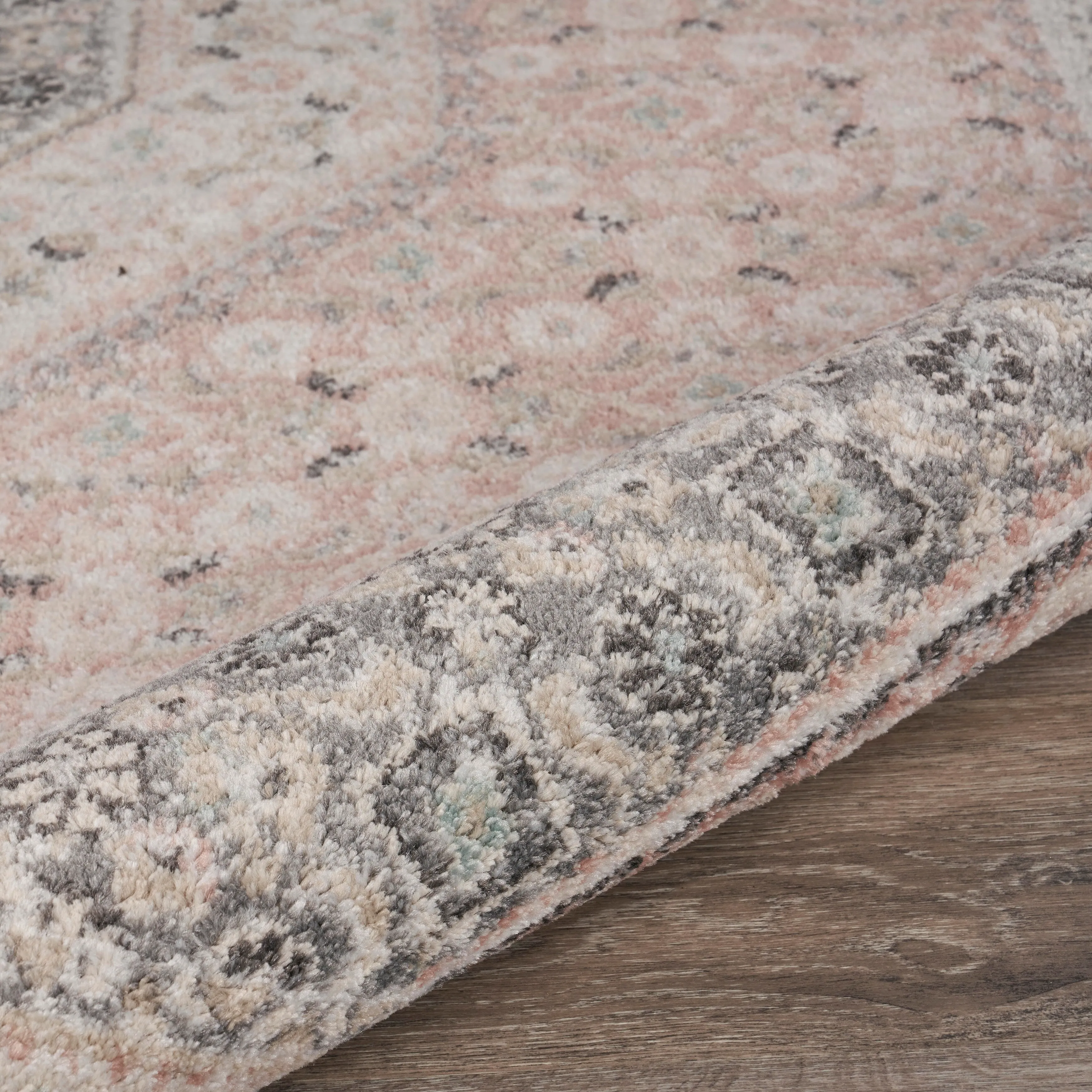 Sevita Soft Pink and Gray Oriental Area Rug
