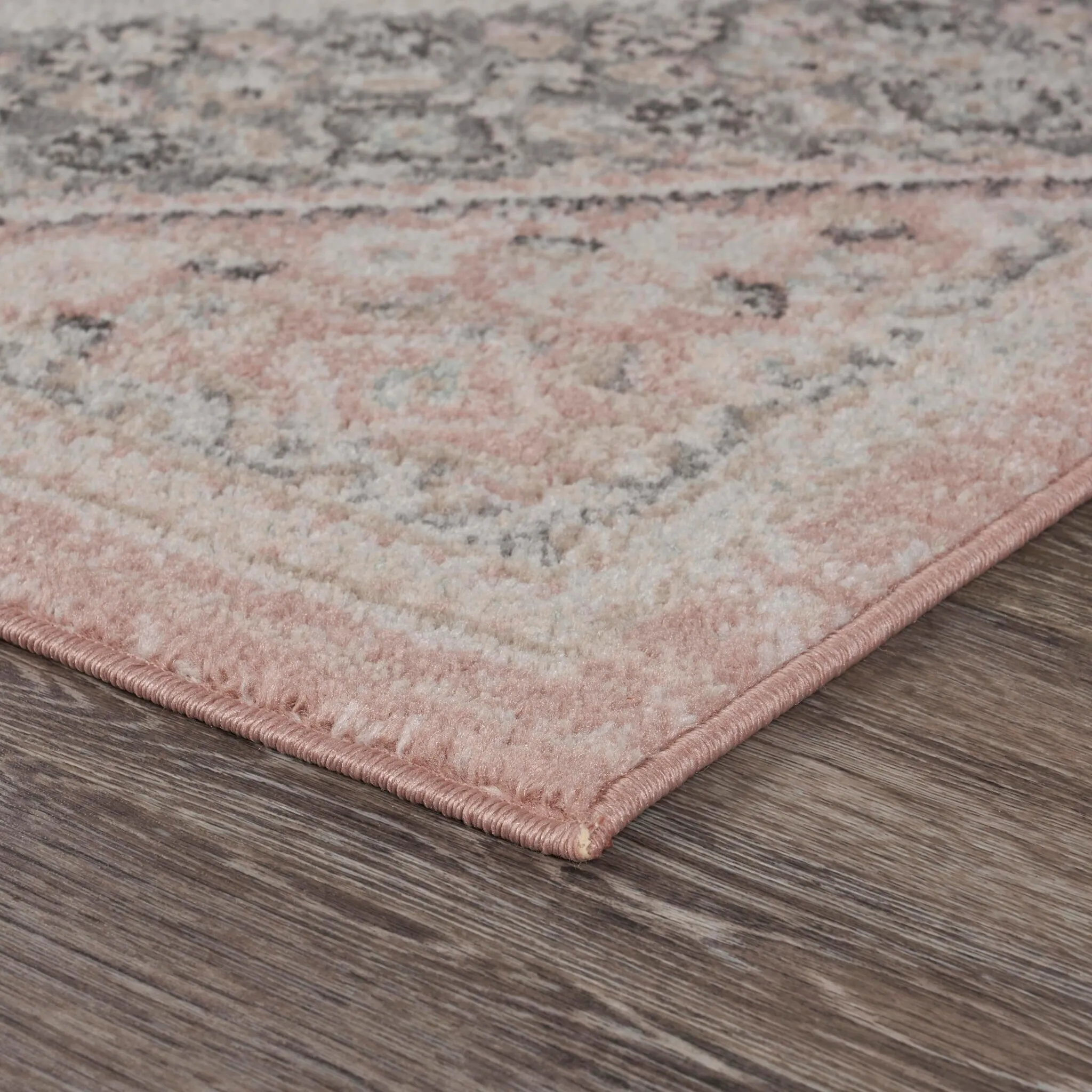 Sevita Soft Pink and Gray Oriental Area Rug