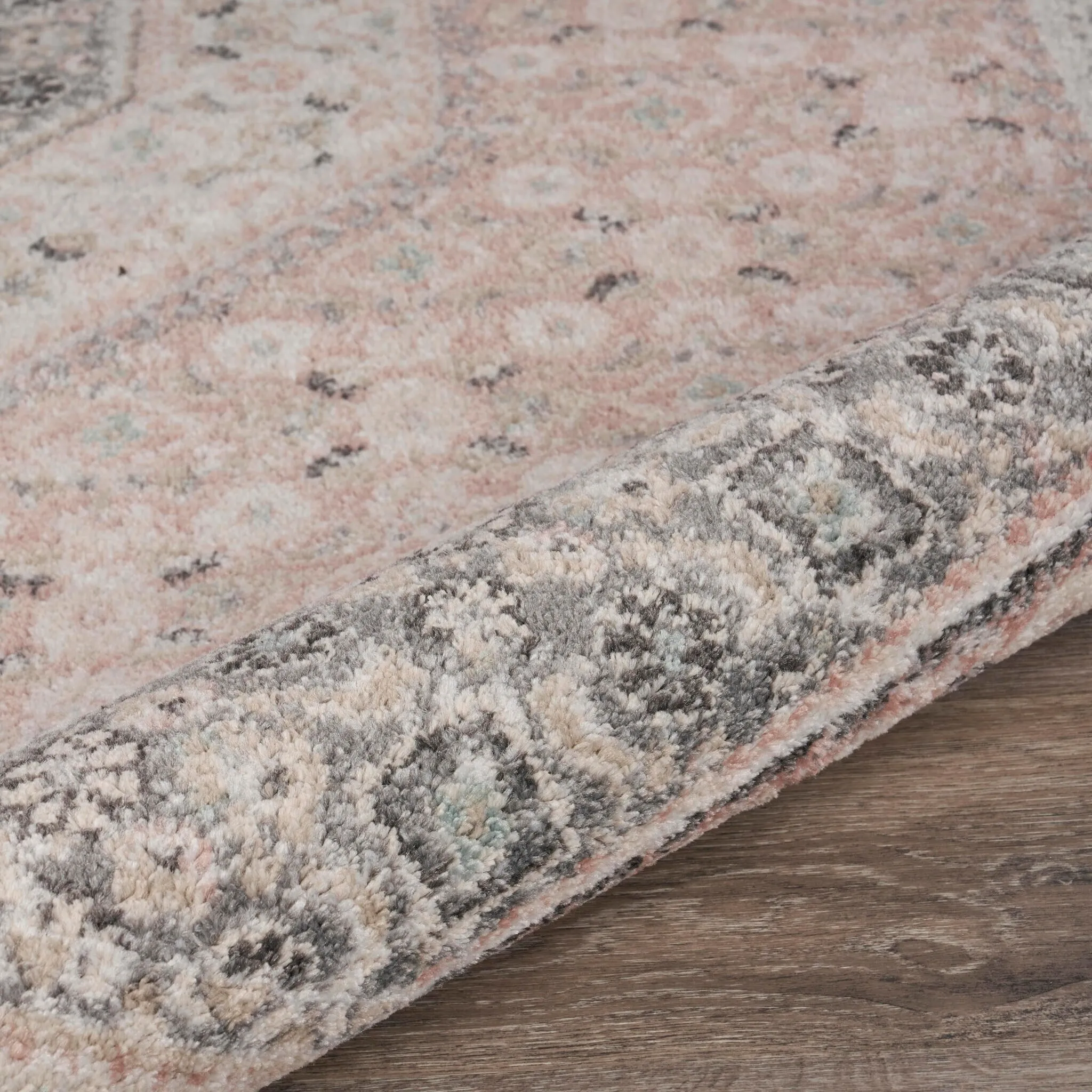 Sevita Soft Pink and Gray Oriental Area Rug
