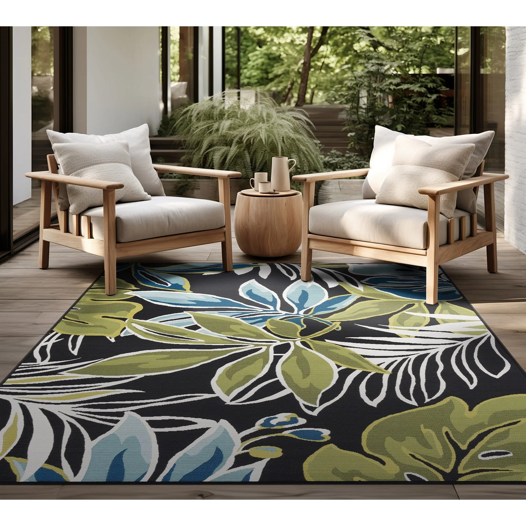 Sizzling Nautical & Coastal Floral & Botanical Indoor/Outdoor Area Rug