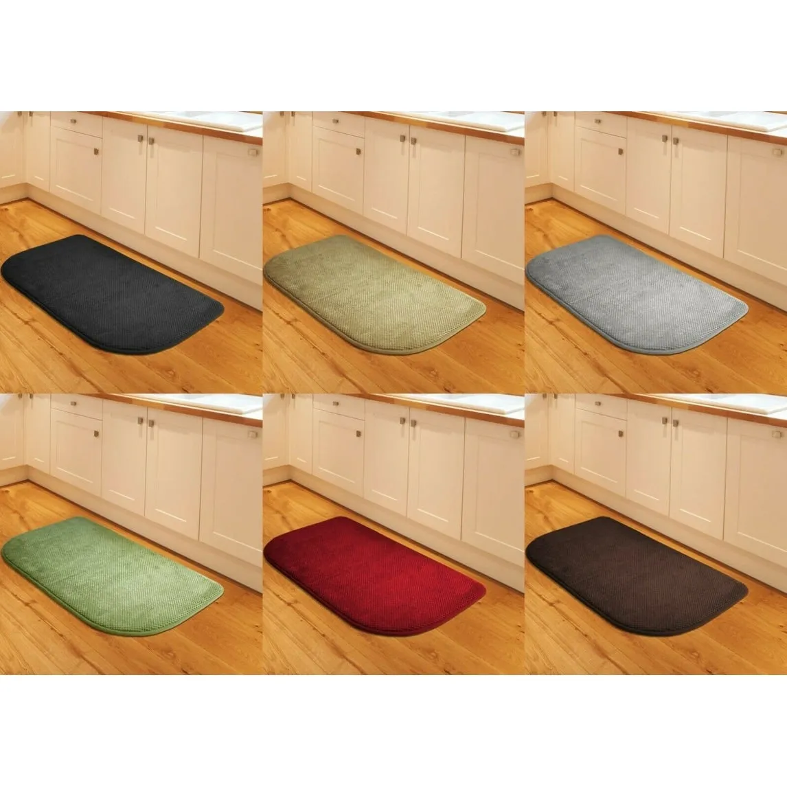 Soft Plush Memory Foam Kitchen Rug Mat - Non-Slip Backing - 18x30 Inch - 18x30 Rectangle