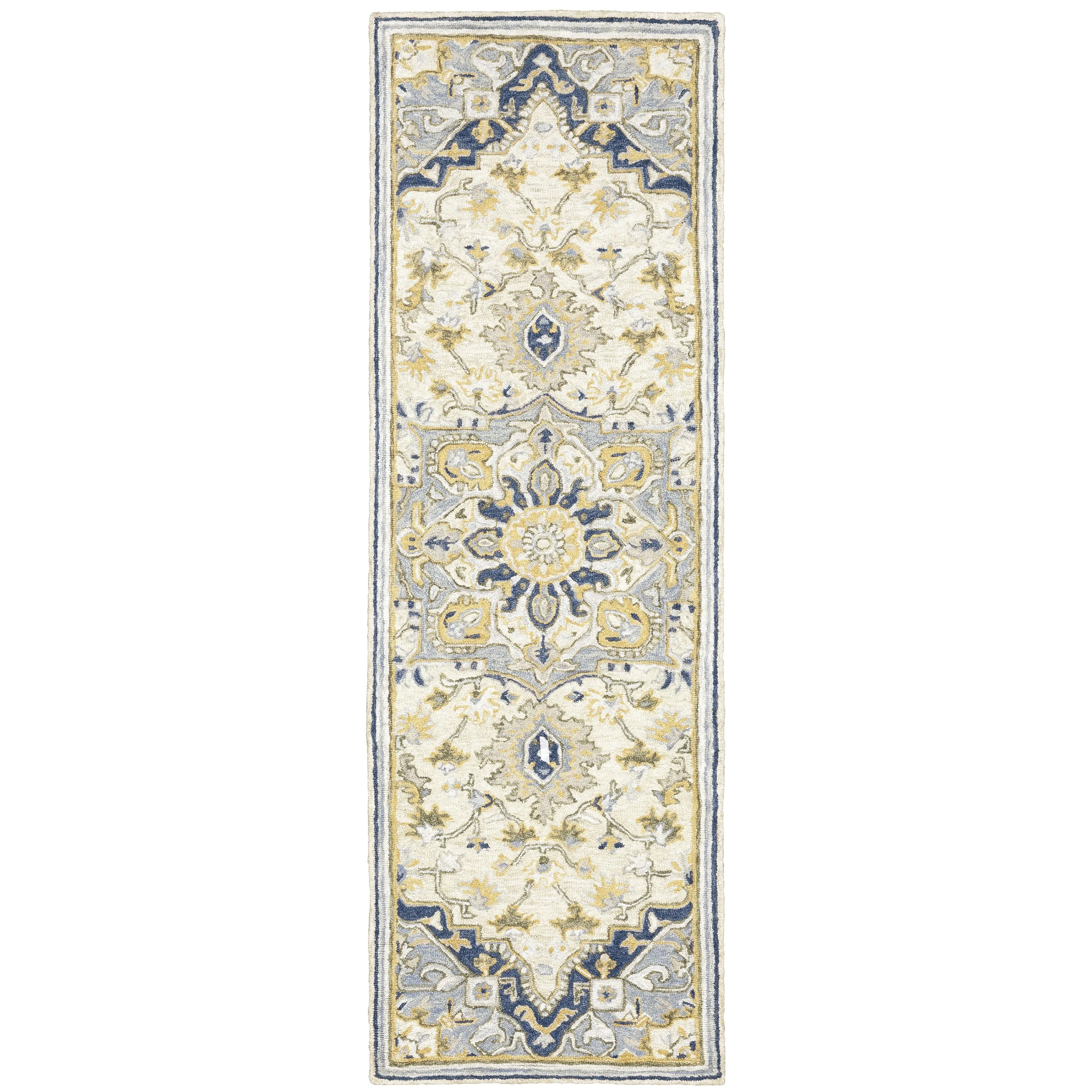 Style Haven Ava Hand-tufted Wool Loop-pile Vintage Medallion Blue/Cream Area Rug