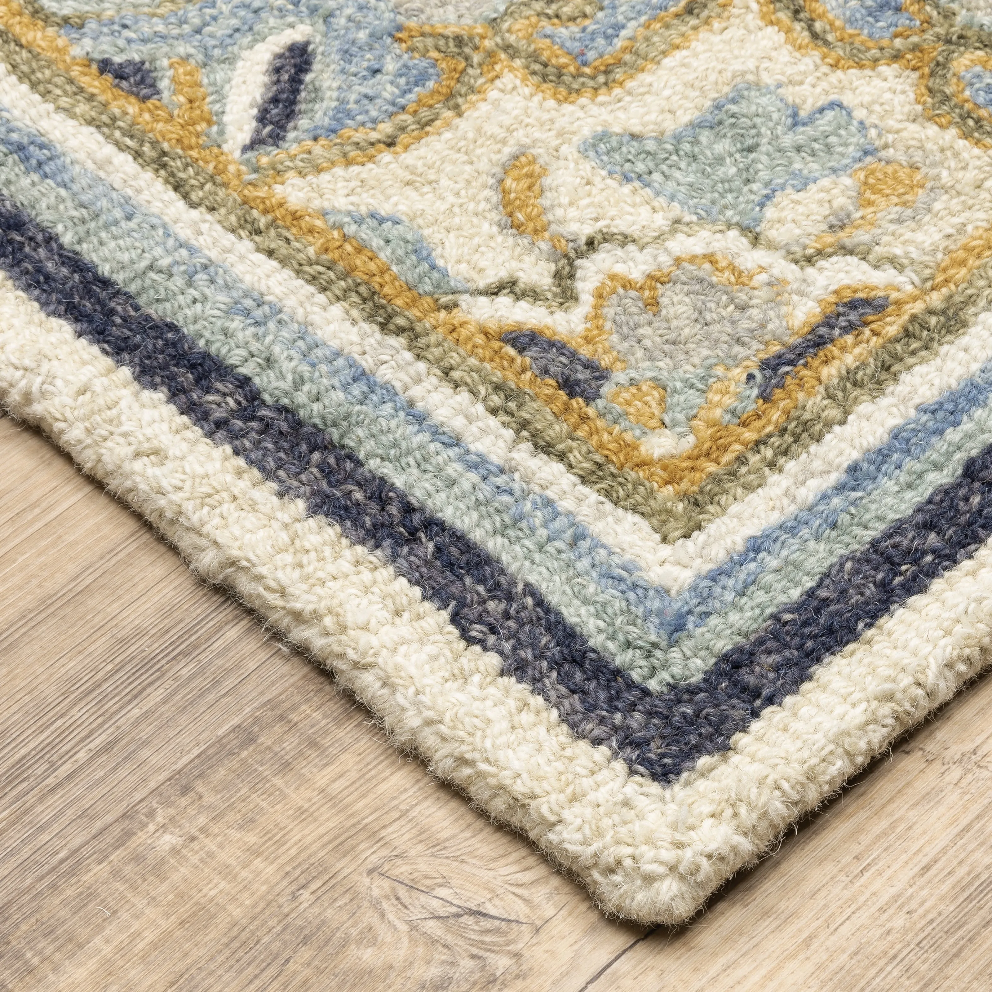 Style Haven Ava Hand-tufted Wool Loop-pile Vintage Medallion Blue/Cream Area Rug