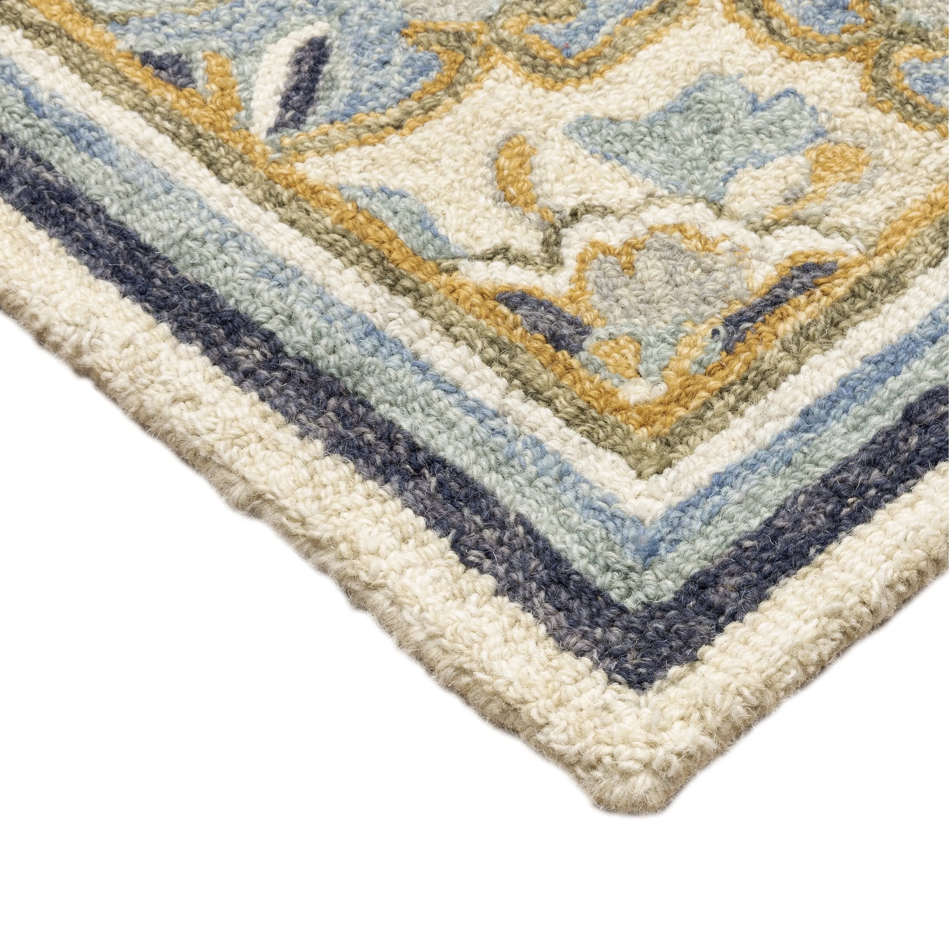 Style Haven Ava Hand-tufted Wool Loop-pile Vintage Medallion Blue/Cream Area Rug