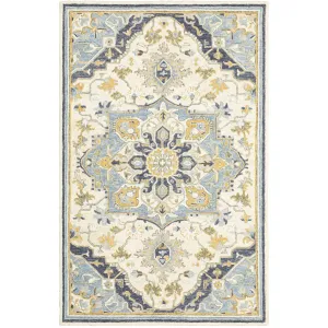 Style Haven Ava Hand-tufted Wool Loop-pile Vintage Medallion Blue/Cream Area Rug