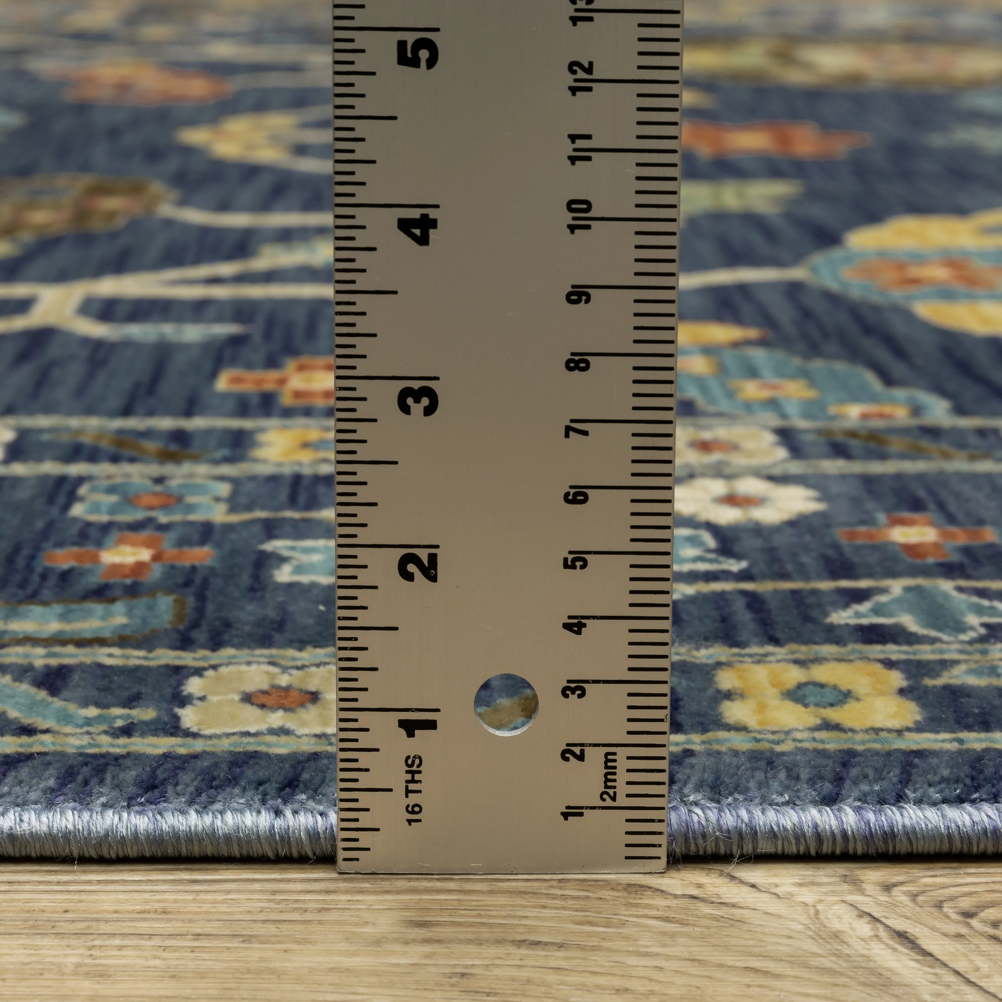 Style Haven Federica Bohemian Oriental Blue/Gold Fringe Edge Area Rug