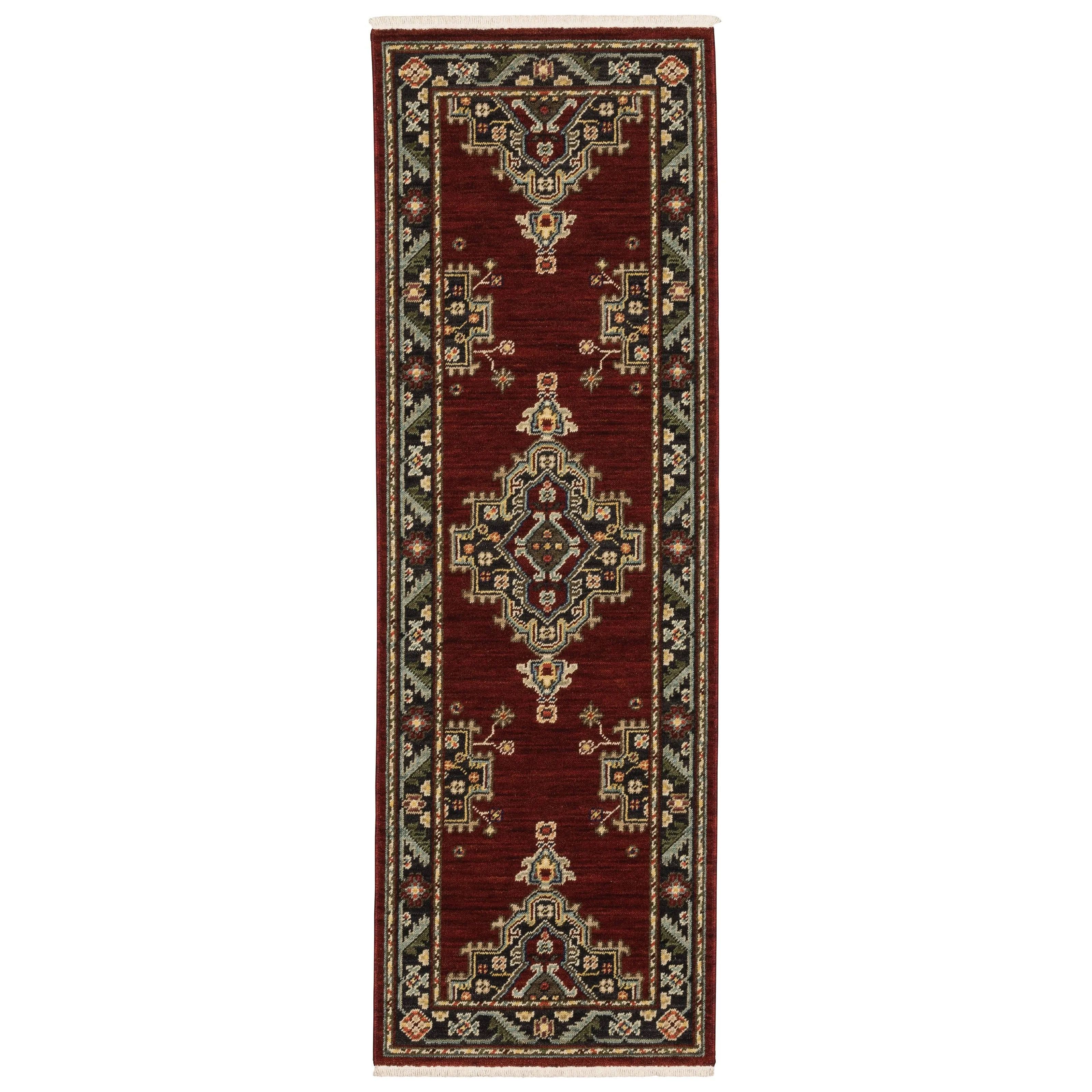 Style Haven Leander Center Medallion Fringed Wool Blend Area Rug