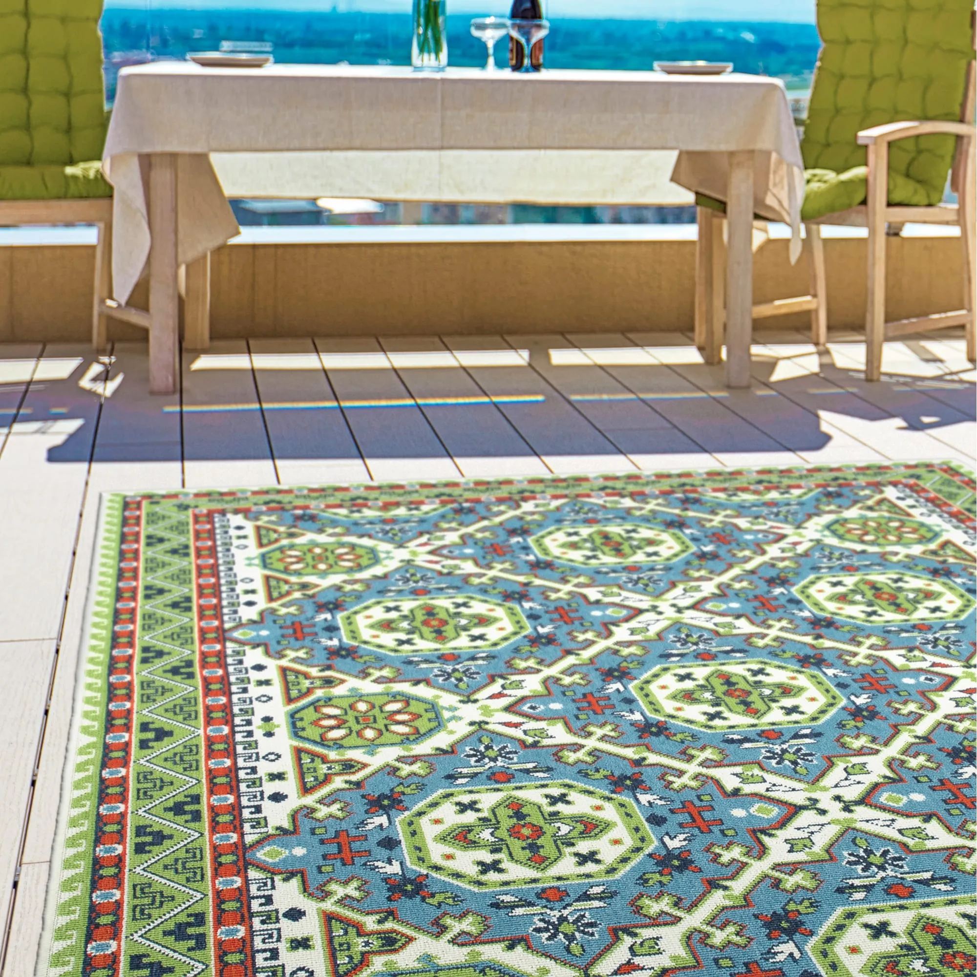 Sunice Traditional Oriental Floral Pattern Indoor/ Outdoor Area Rug
